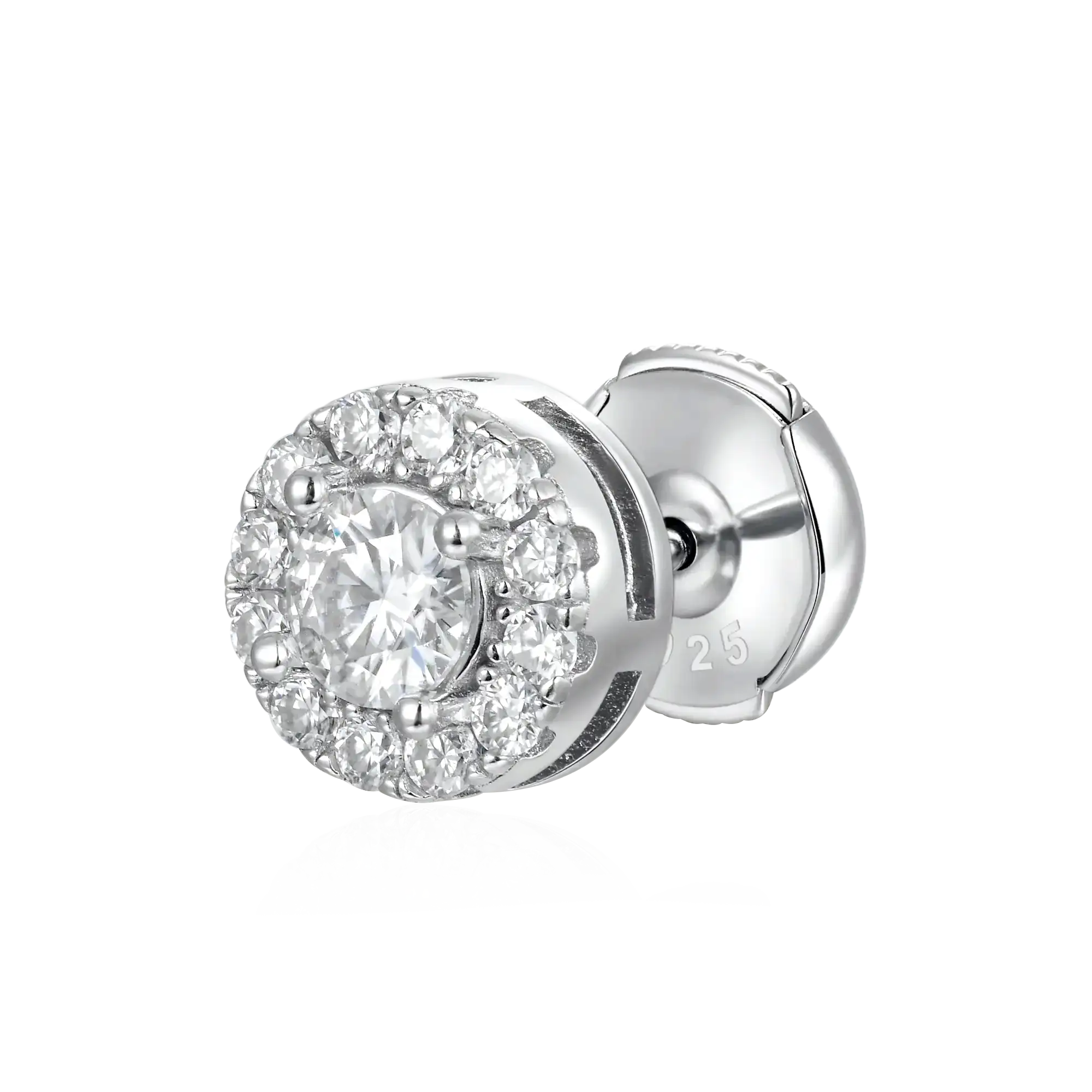 Moissanite Halo Round Cut Stud Earring
