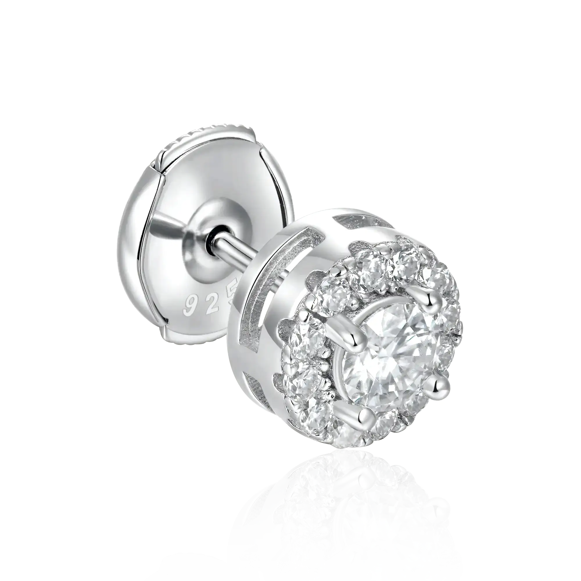 Moissanite Halo Round Cut Stud Earring