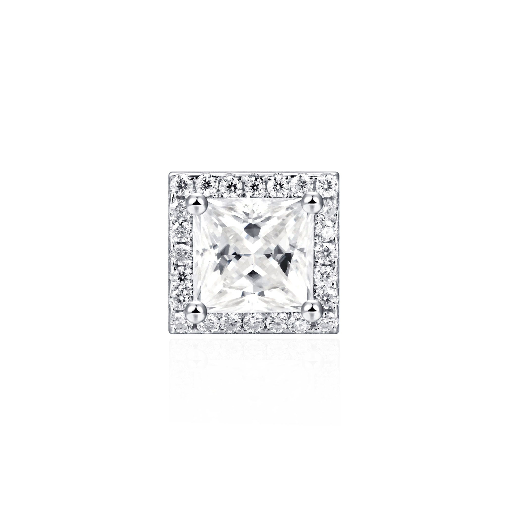 Women's Halo Princess Cut Stud Earring