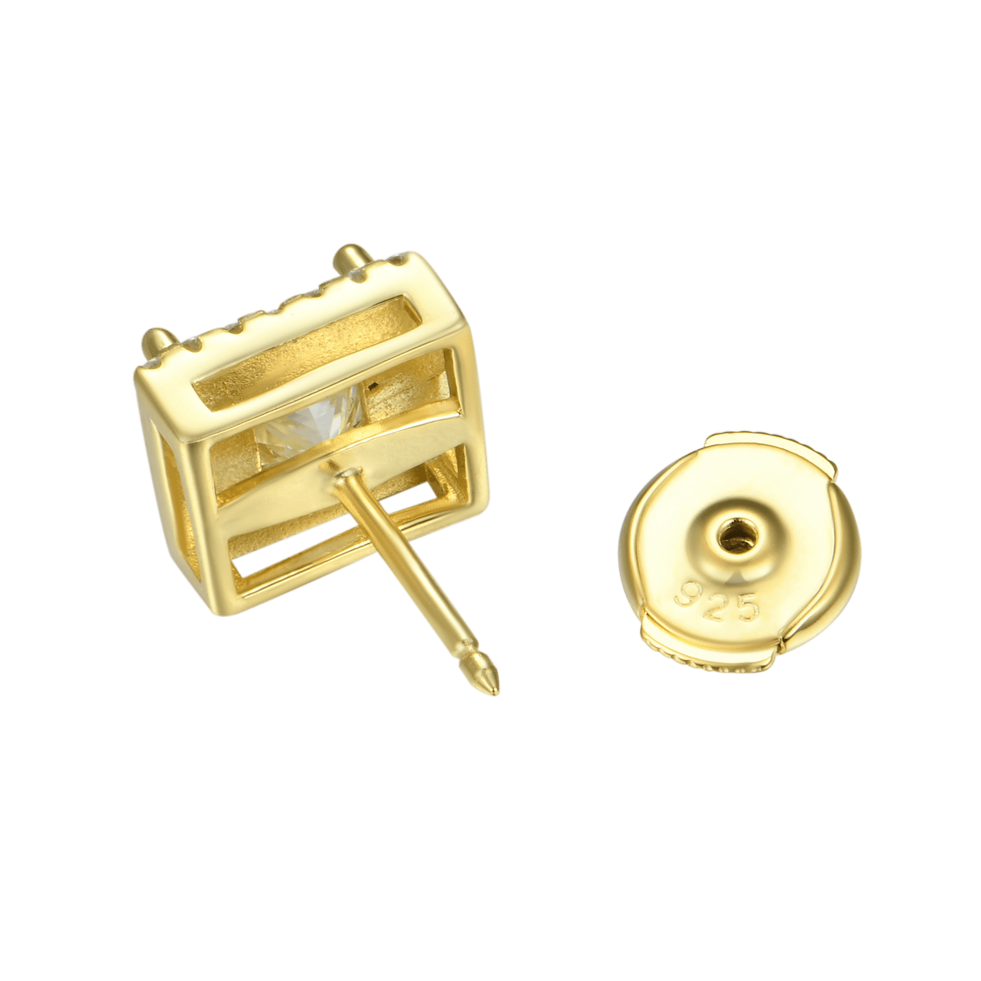 Moissanite S925 Halo Princess Cut Stud Earring