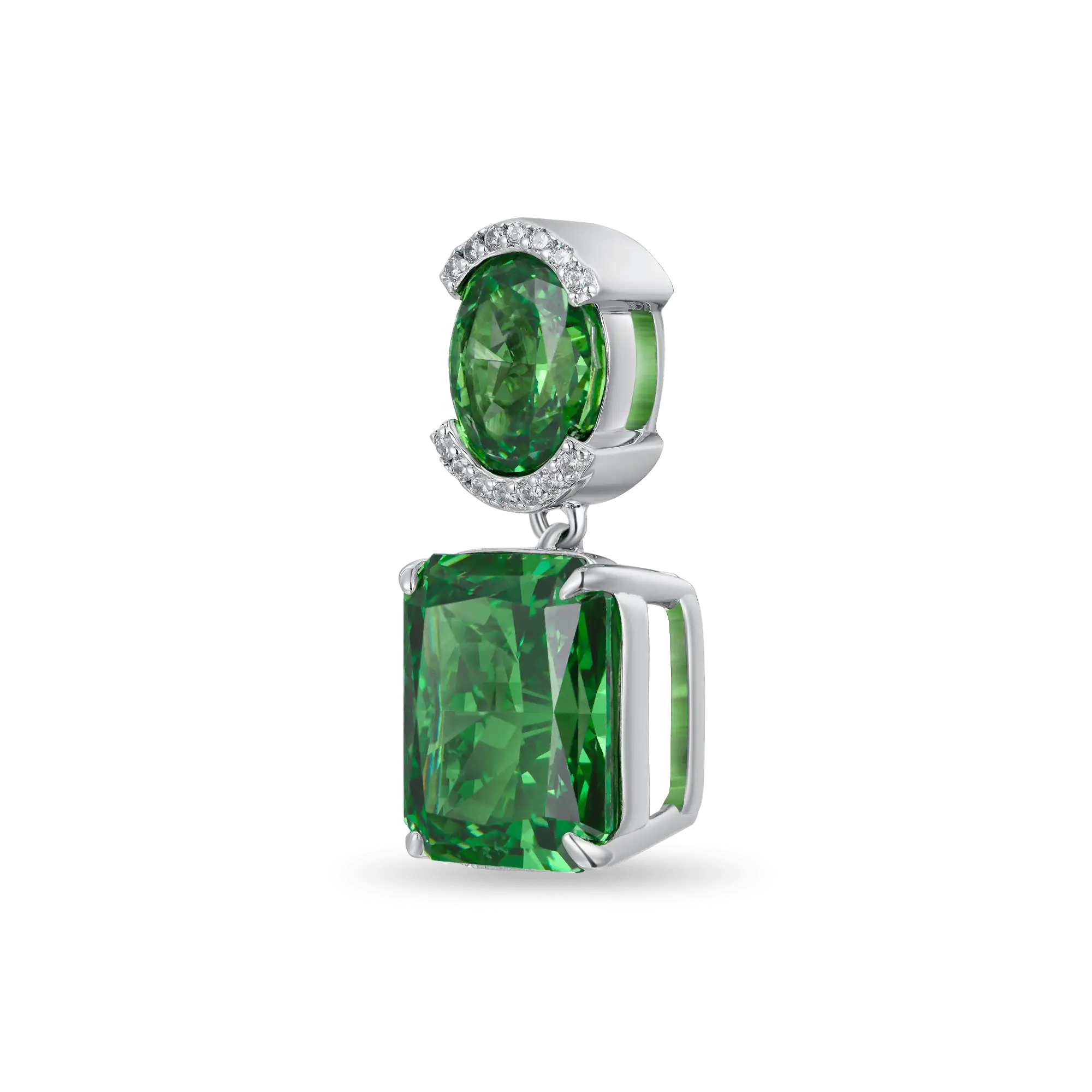 Crushed Ice Emerald Cut Drop Earring - Single