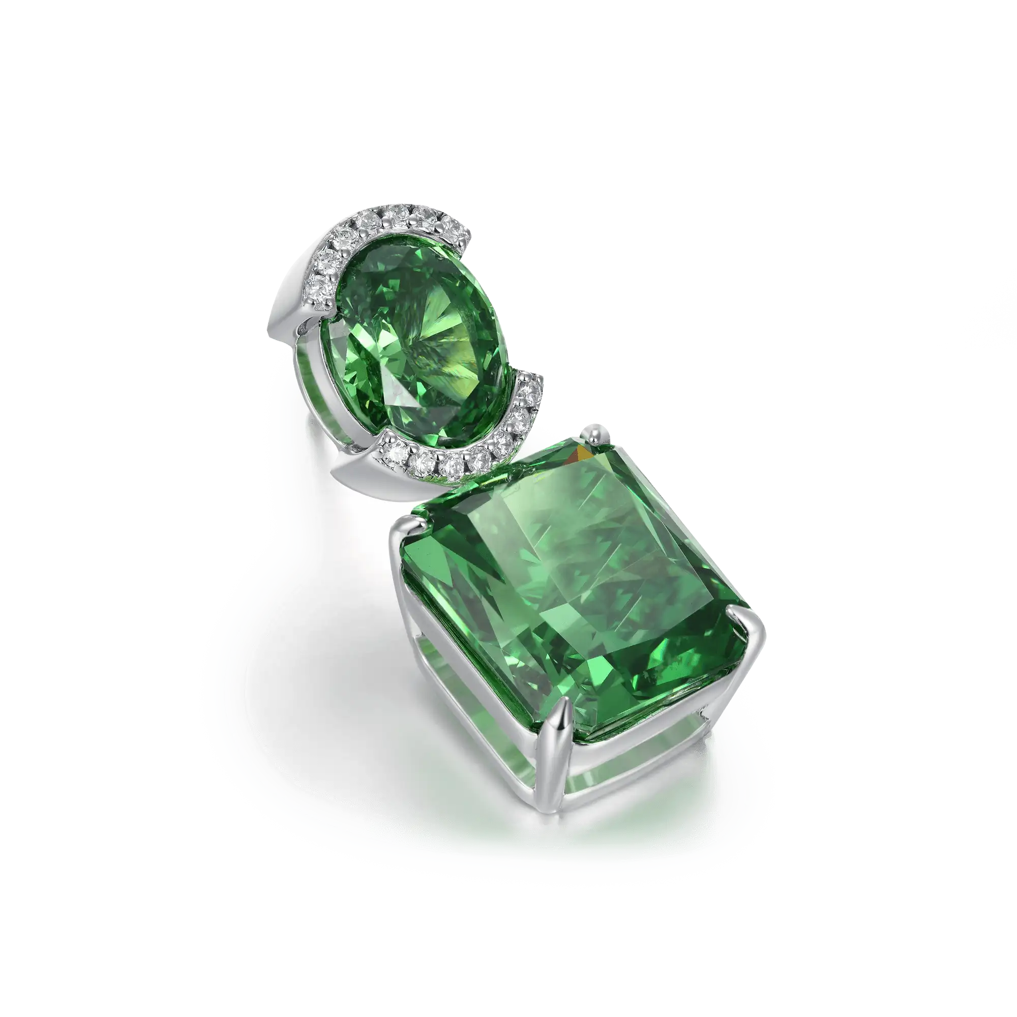 Crushed Ice Emerald Cut Drop Earring - Single