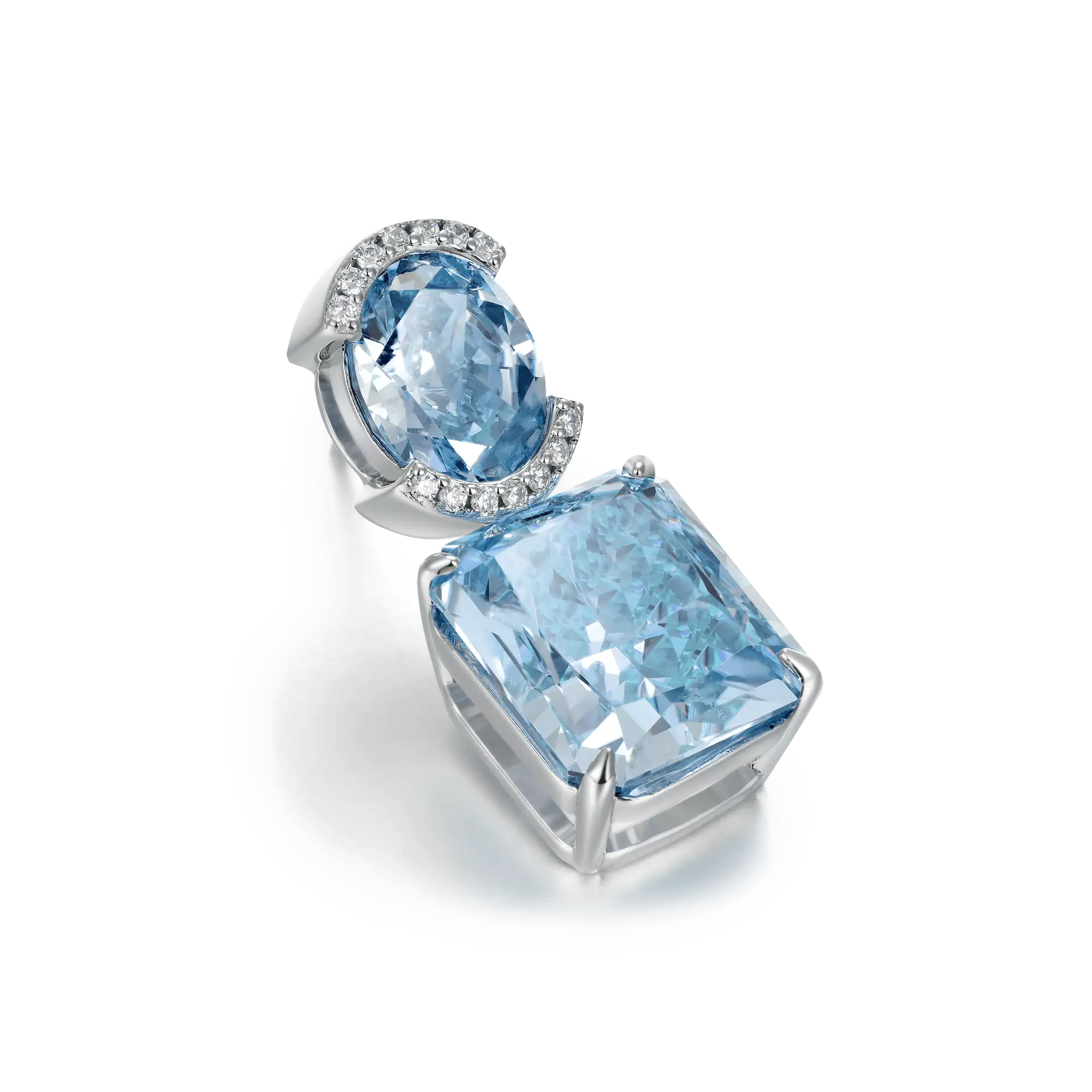 Crushed Ice Emerald Cut Drop Earring - Single