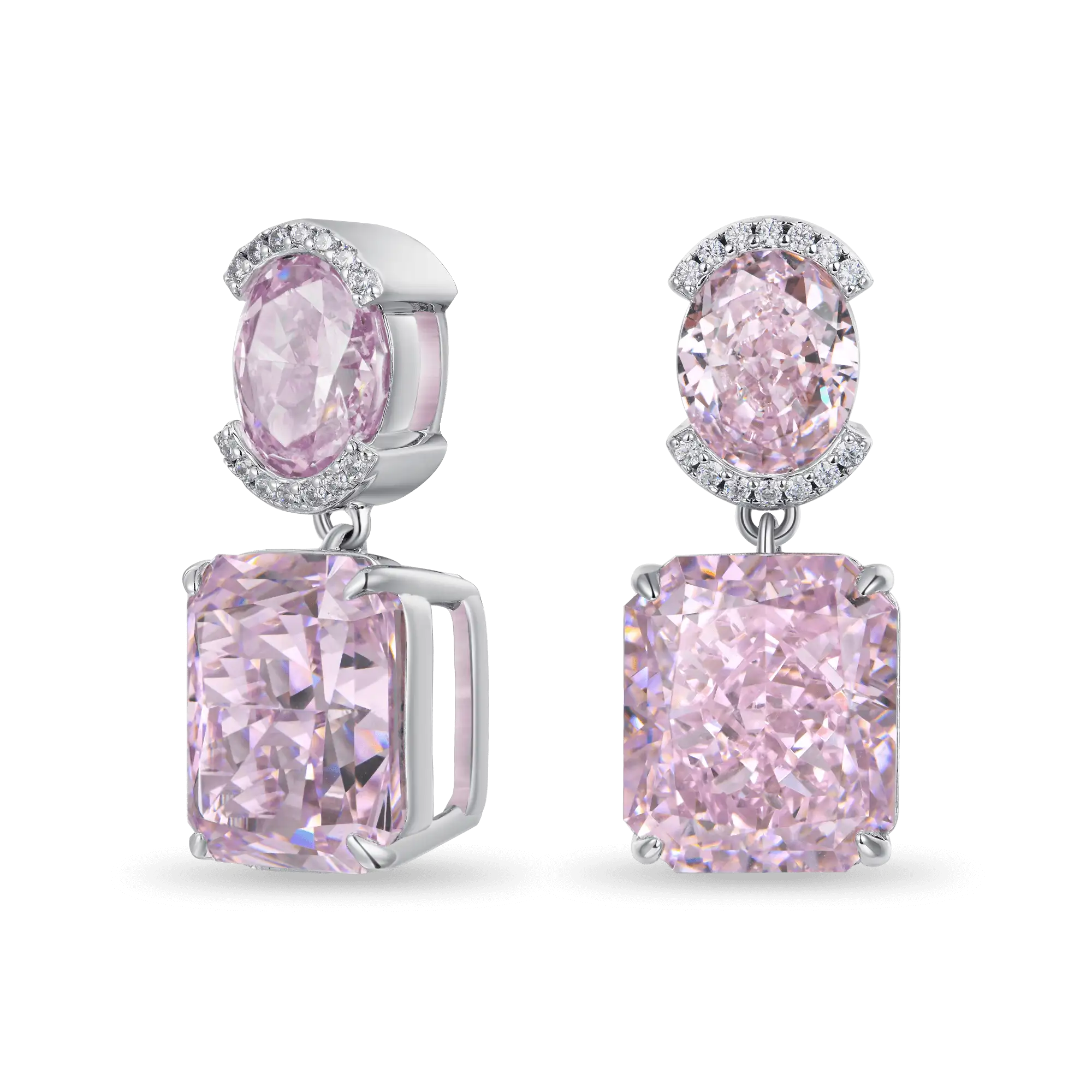 Crushed Ice Emerald Cut Drop Earring - Single
