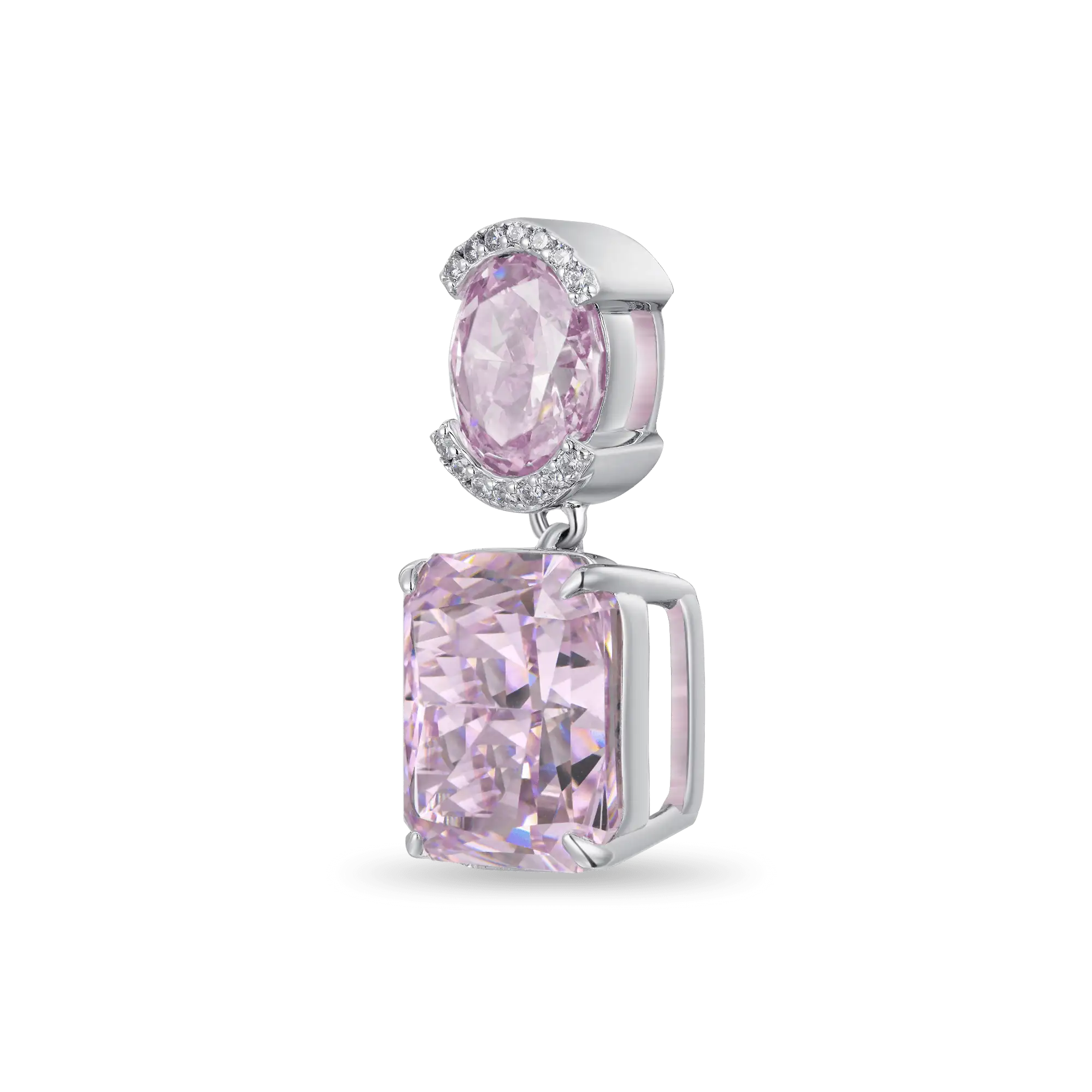Crushed Ice Emerald Cut Drop Earring - Single