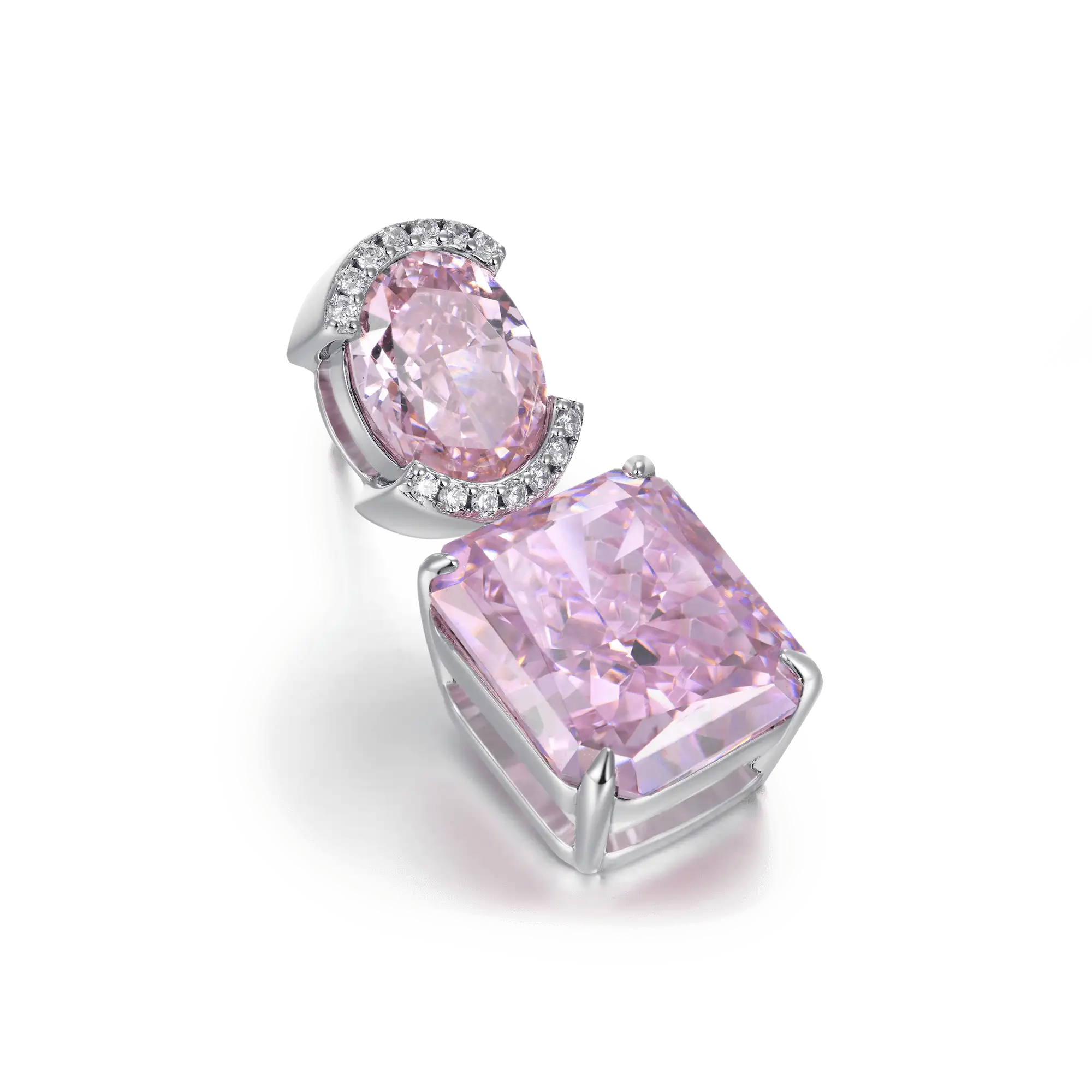 Crushed Ice Emerald Cut Drop Earring - Single