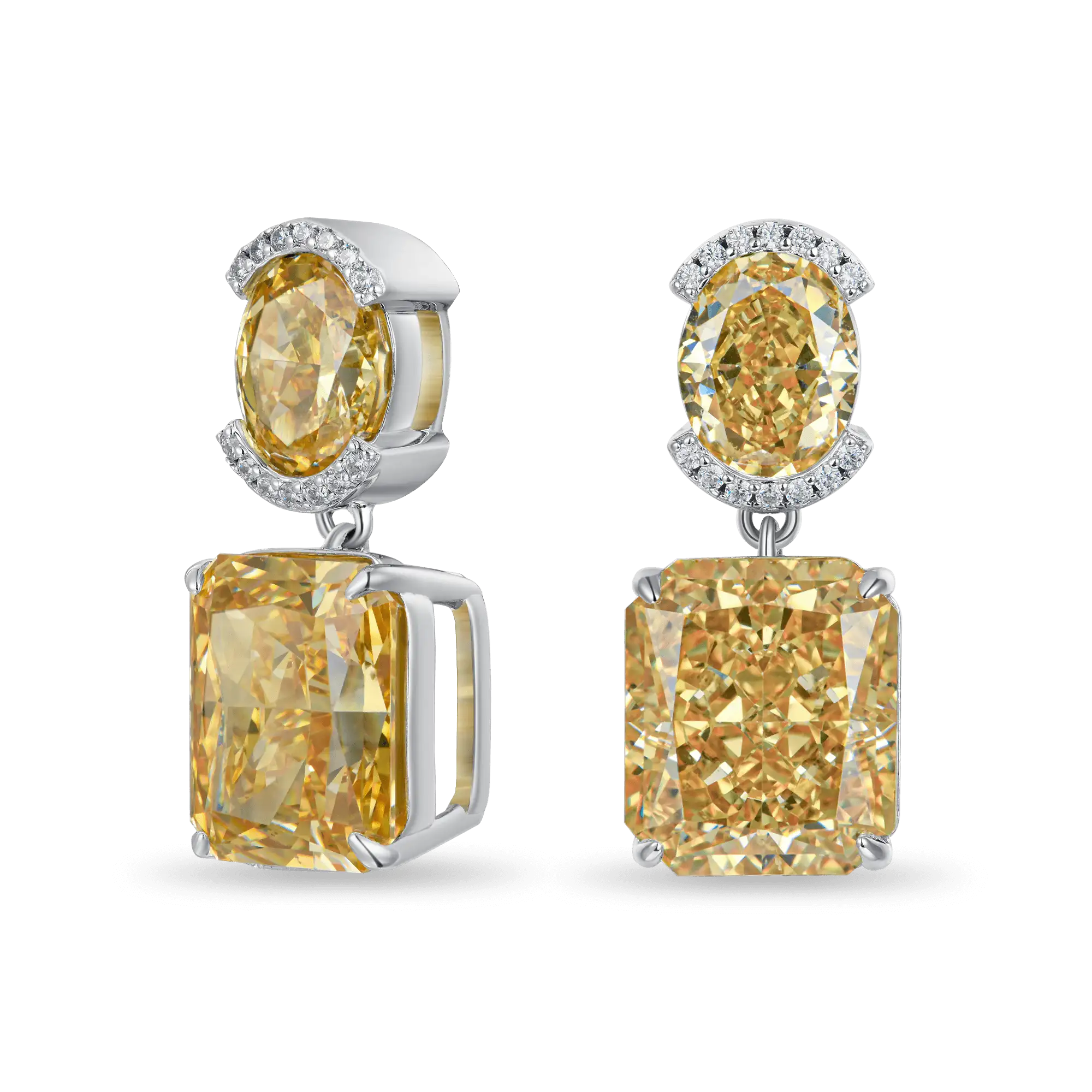 Crushed Ice Emerald Cut Drop Earring - Single