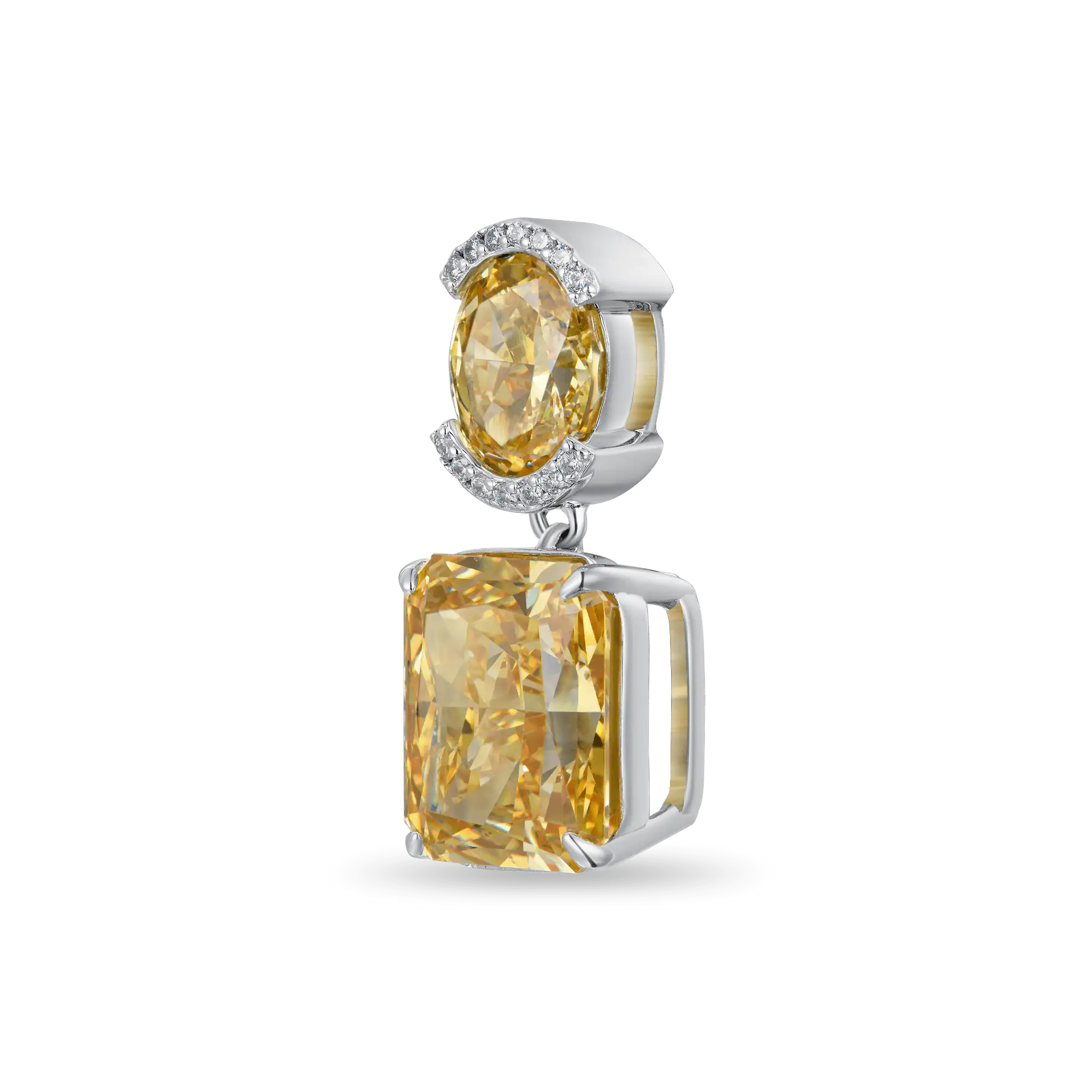 Crushed Ice Emerald Cut Drop Earring - Single