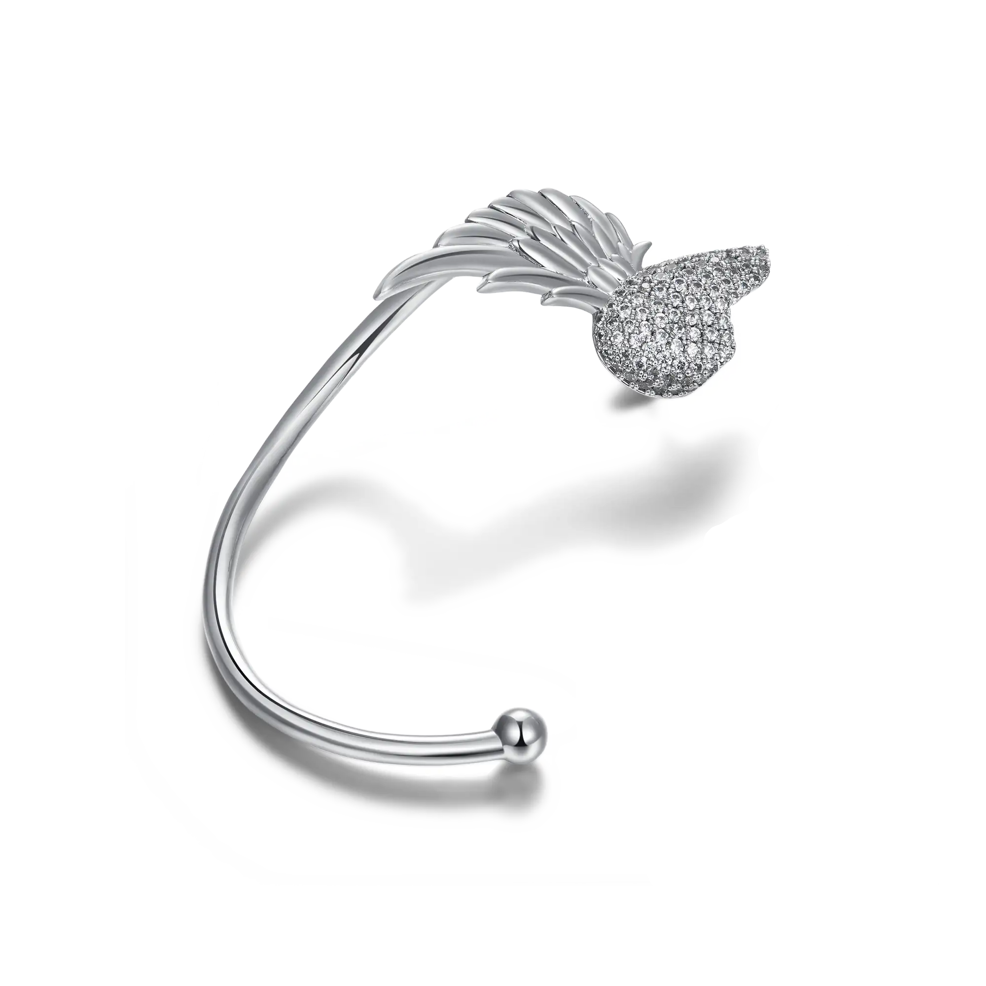 S925 Wing Broken Heart Ear Cuff Earring-Left Ear