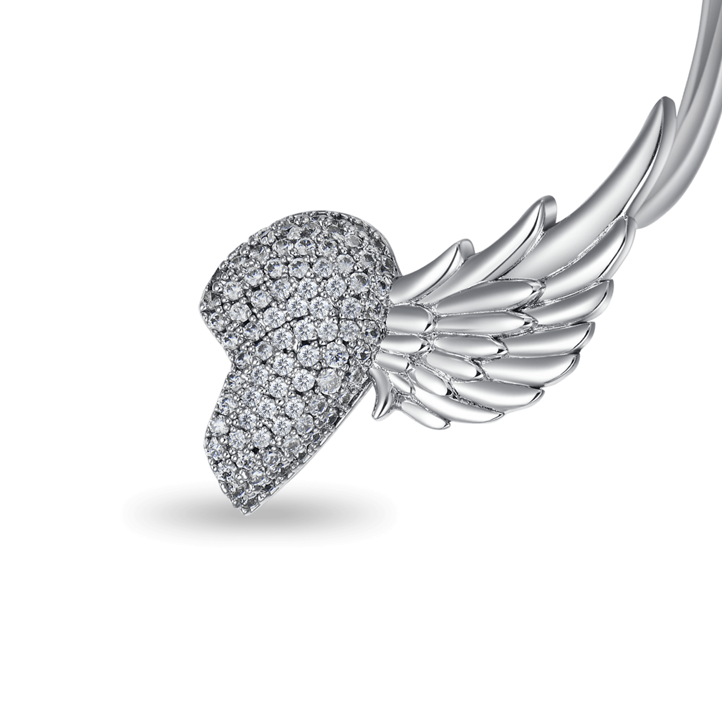 S925 Wing Broken Heart Ear Cuff Earring-Left Ear