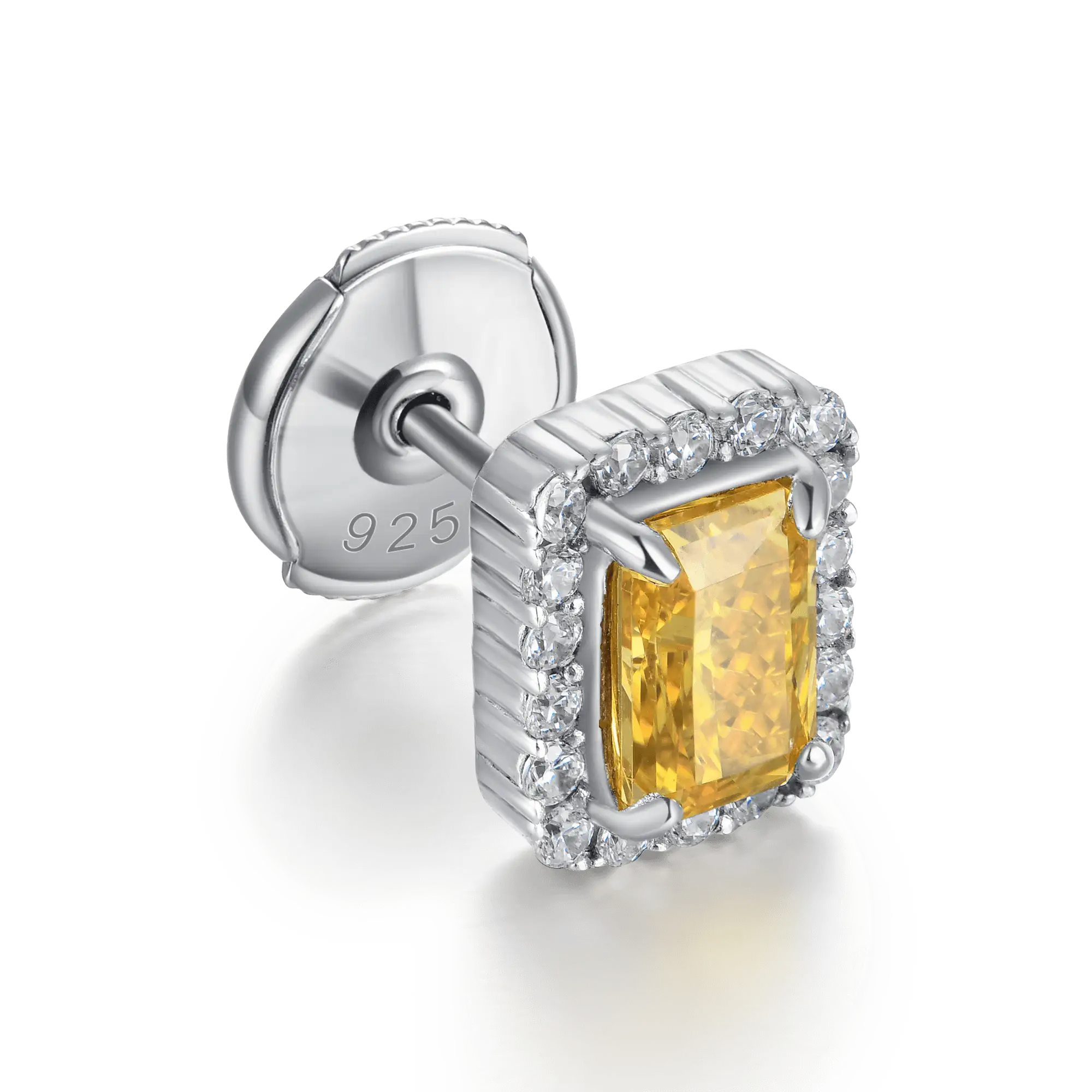 Crushed Ice Emerald Cut Stud Earrings - Pair