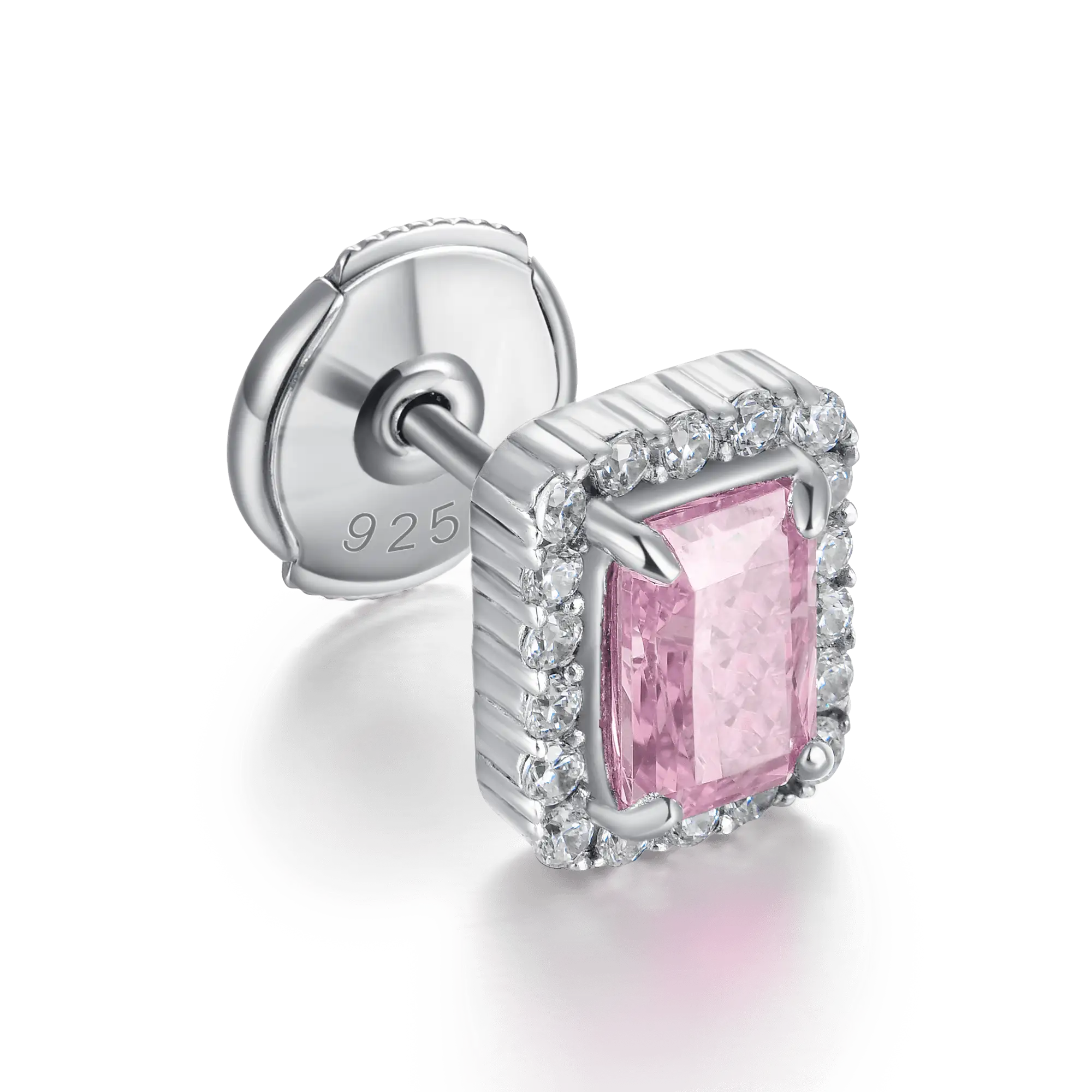Crushed Ice Emerald Cut Stud Earrings - Pair