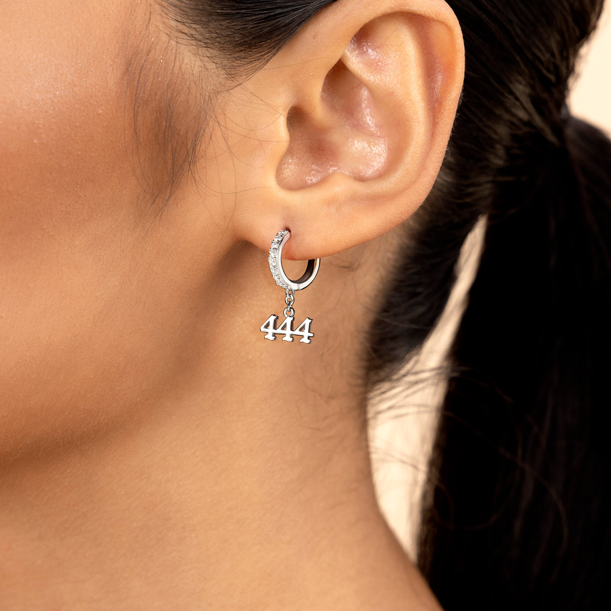Moissanite S925 Angel Number Dangly Earring - 444