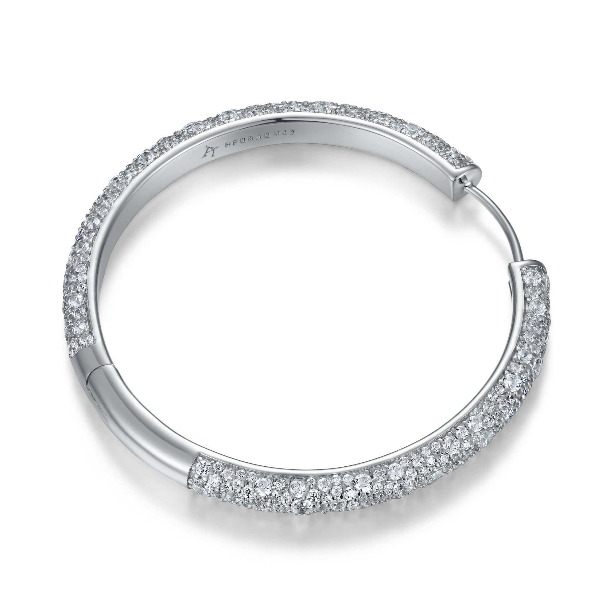 Large Paved Hoop Earring - Single
