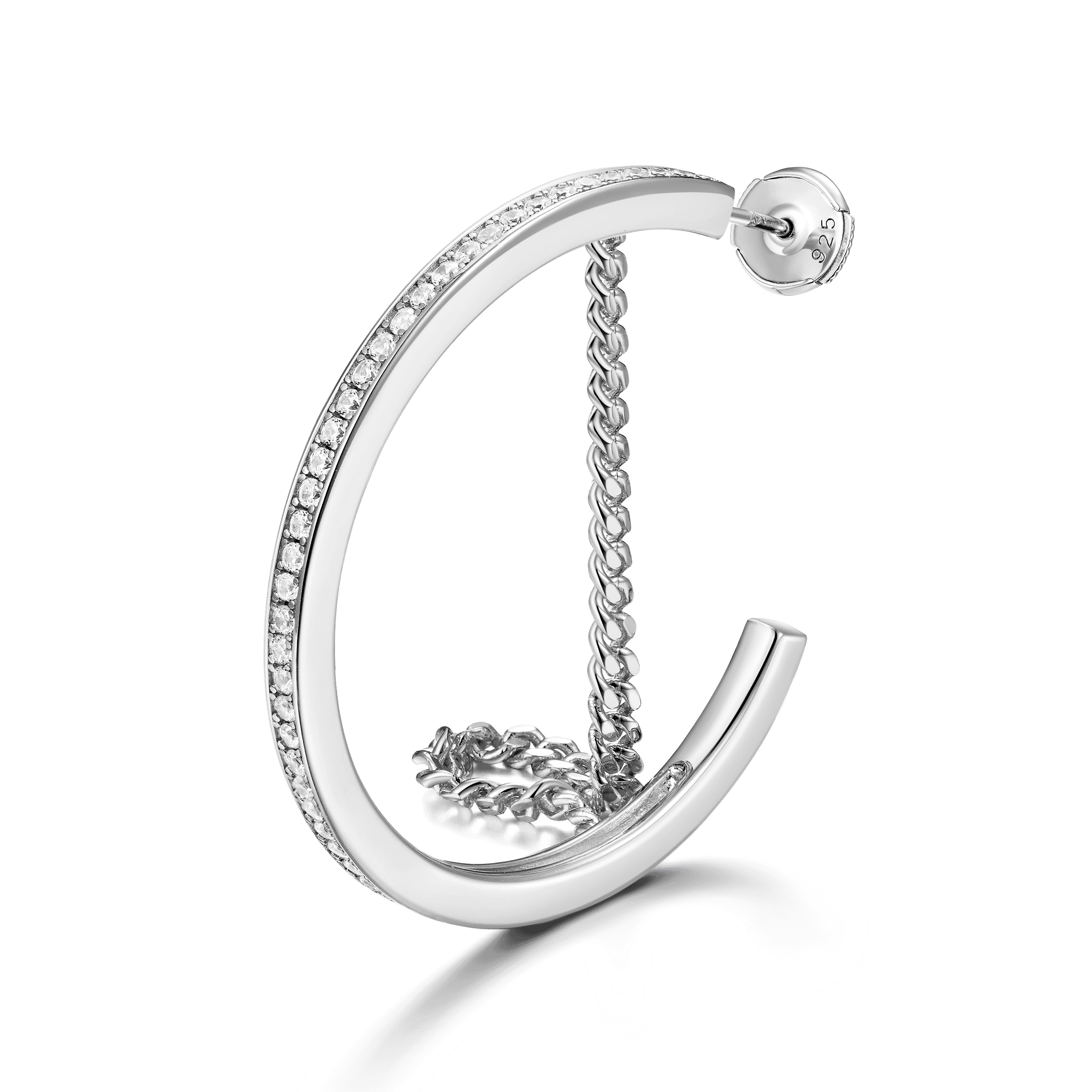 Cuban Link Mix One Row Hoop Earring - Single