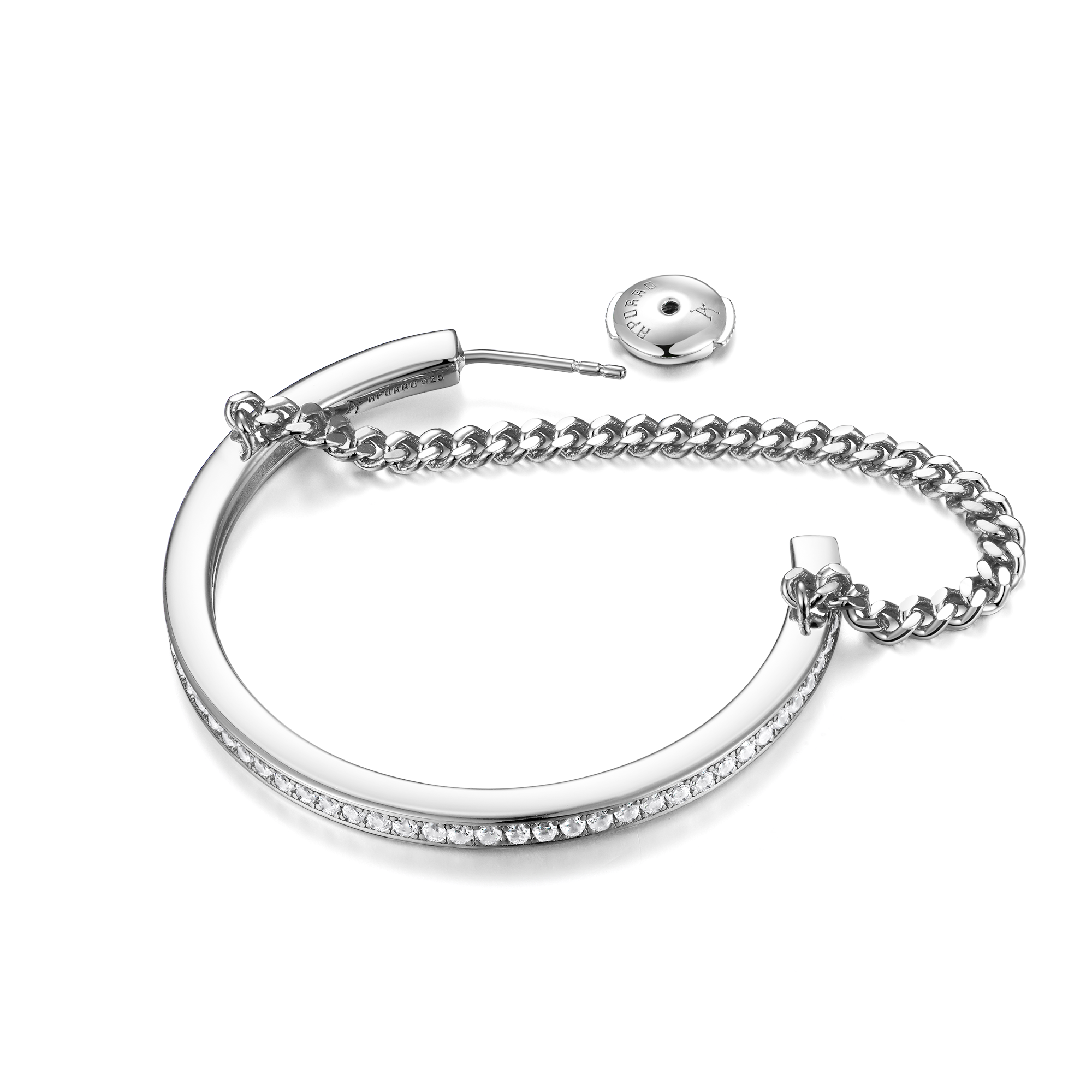 Cuban Link Mix One Row Hoop Earring - Single