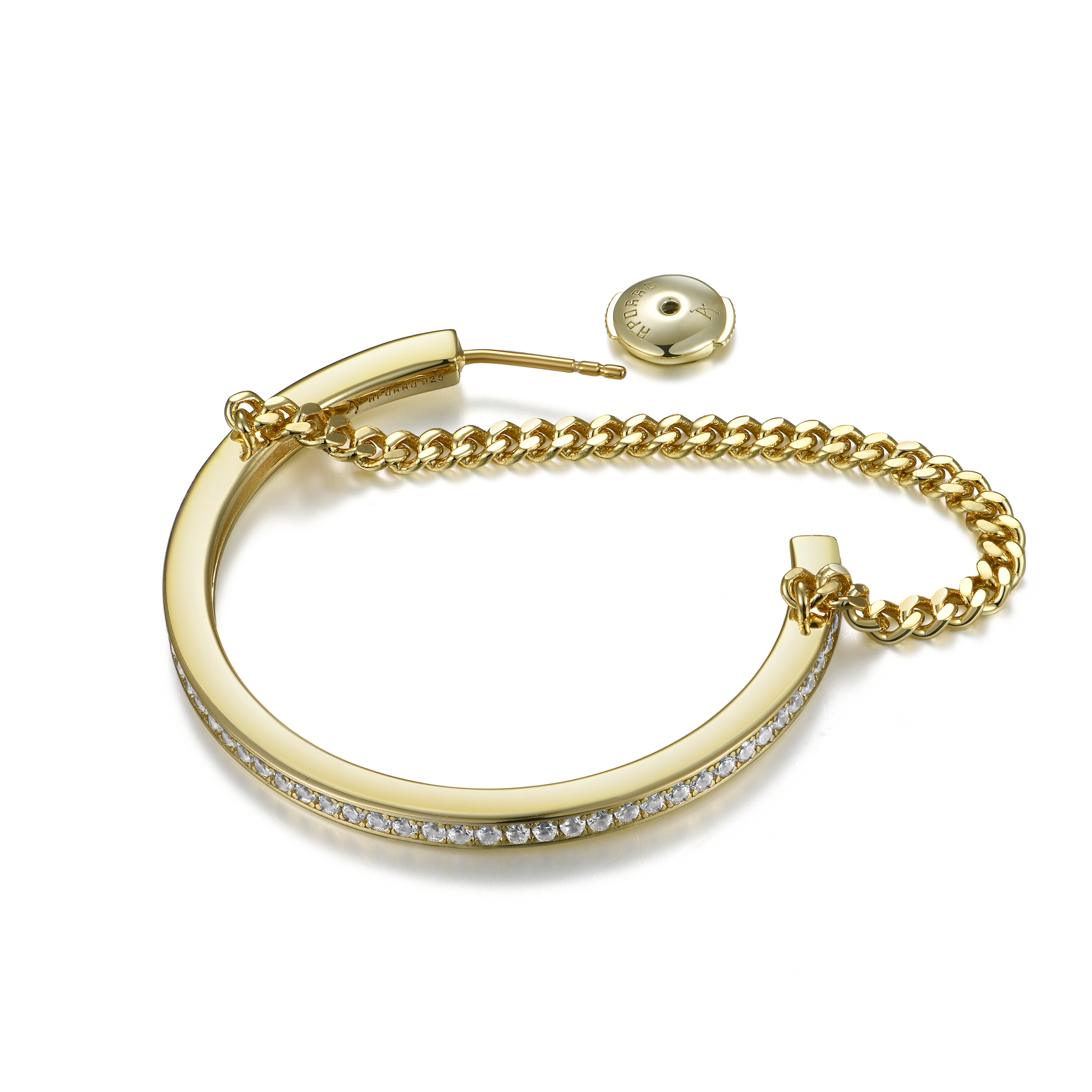 Cuban Link Mix One Row Hoop Earring - Single