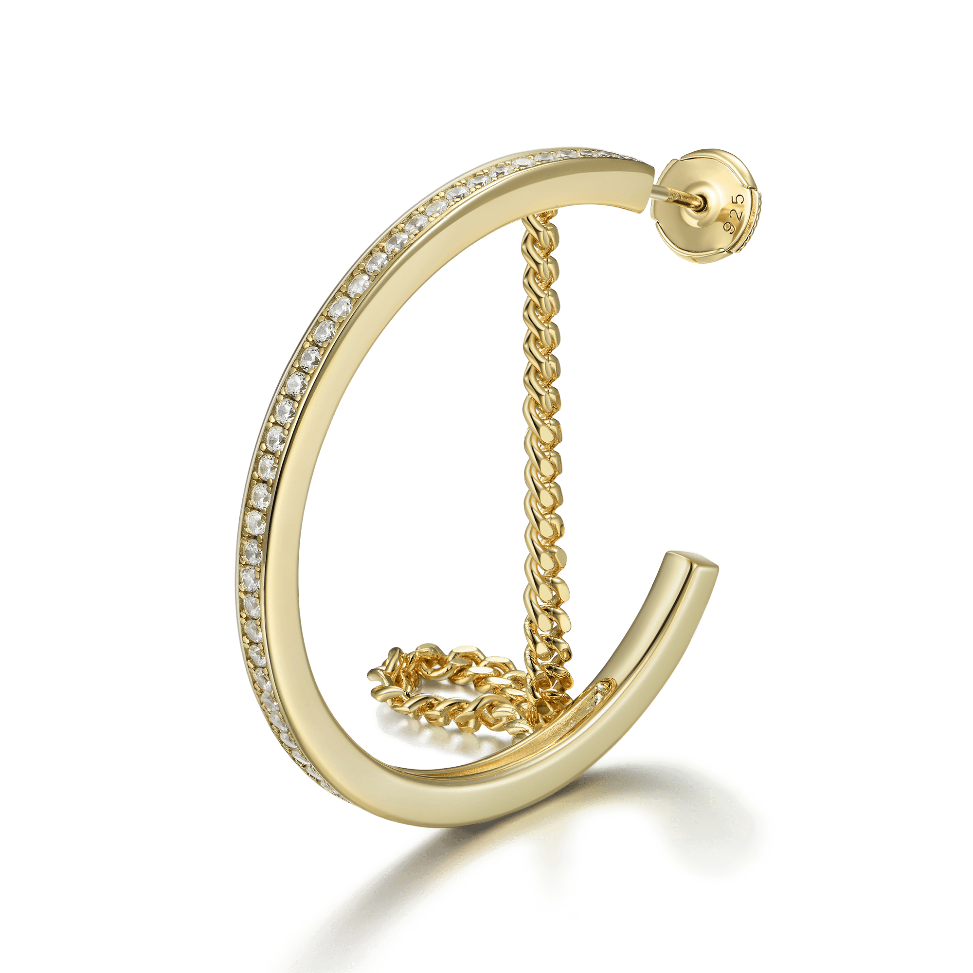 Cuban Link Mix One Row Hoop Earring - Single