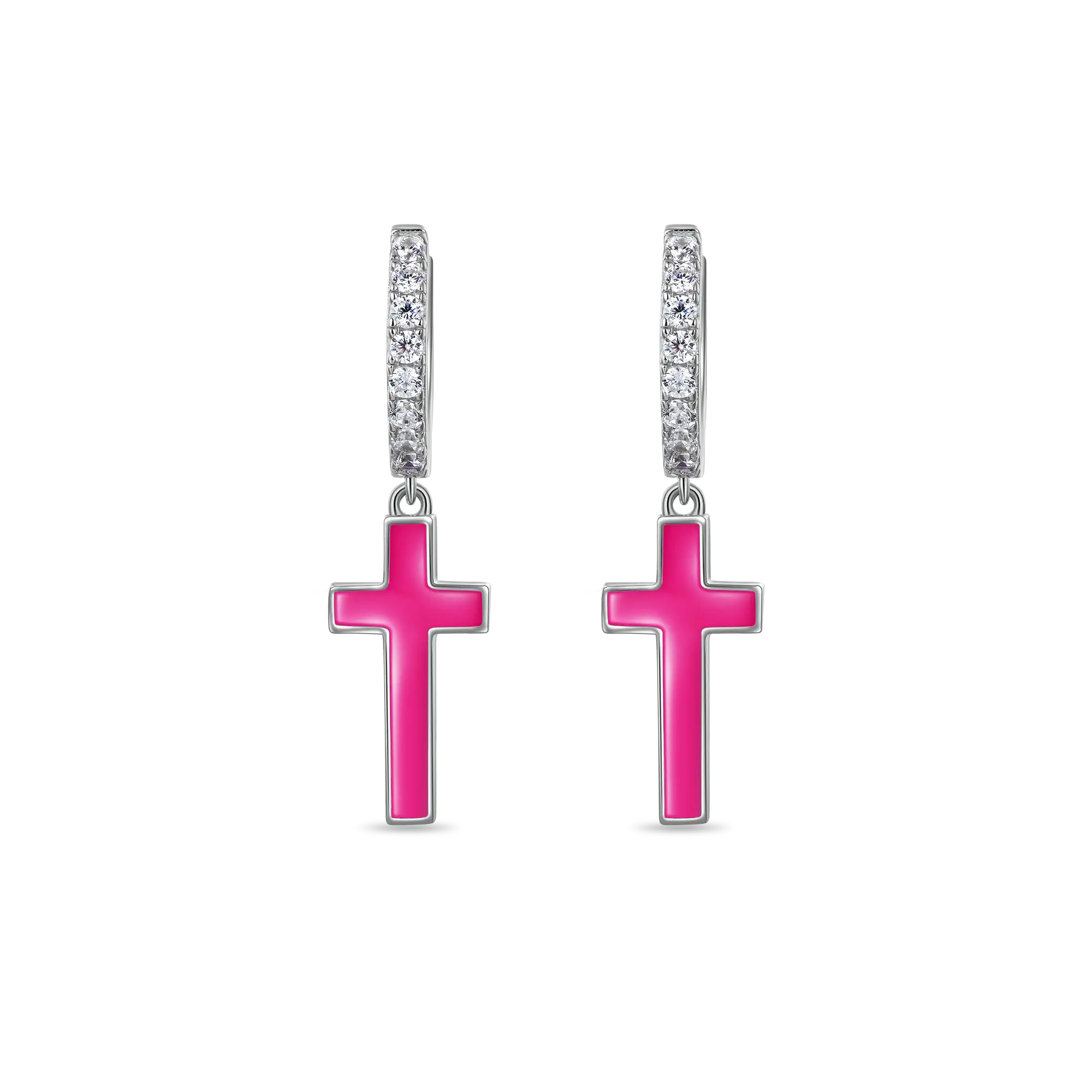 S925 Arcenciel Cross Dangly Earrings - Pair