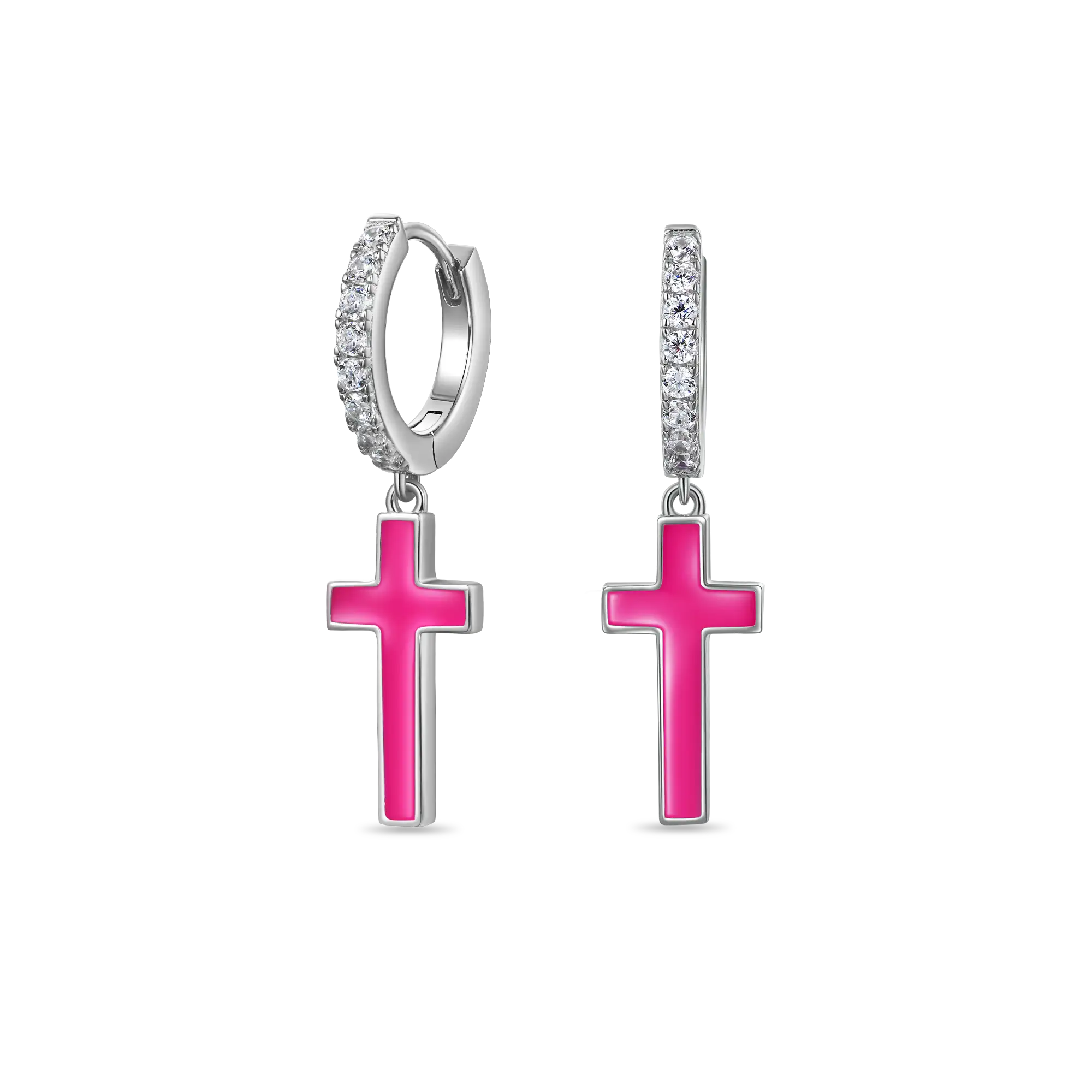 S925 Arcenciel Cross Dangly Earrings - Pair