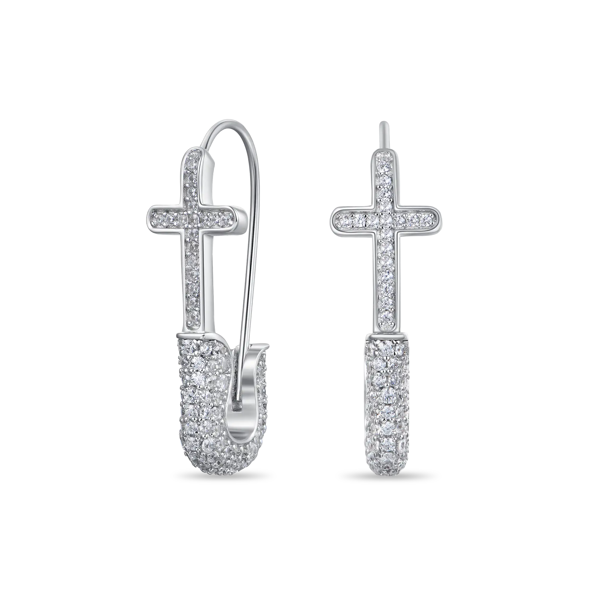 Pin Cross Hoop Earring