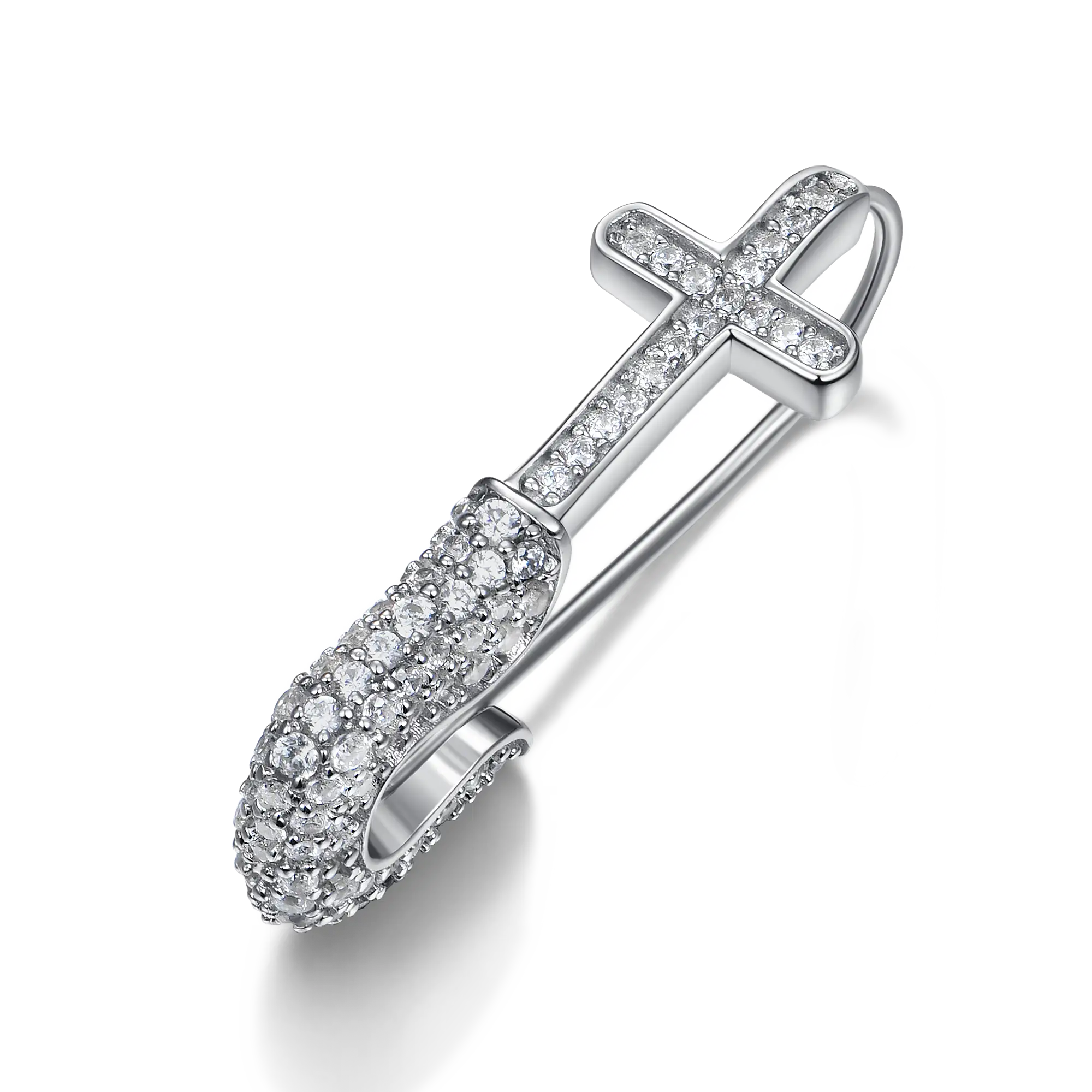 S925 Pin Cross Hoop Earring