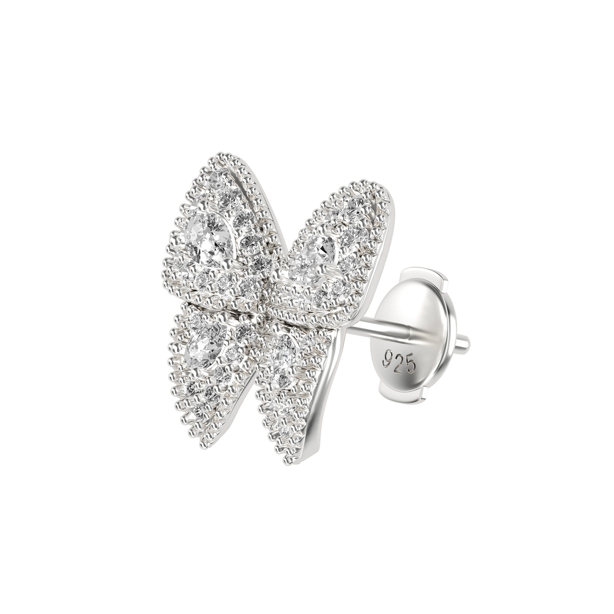Vivid Clustered Butterfly Stud Earring - Single