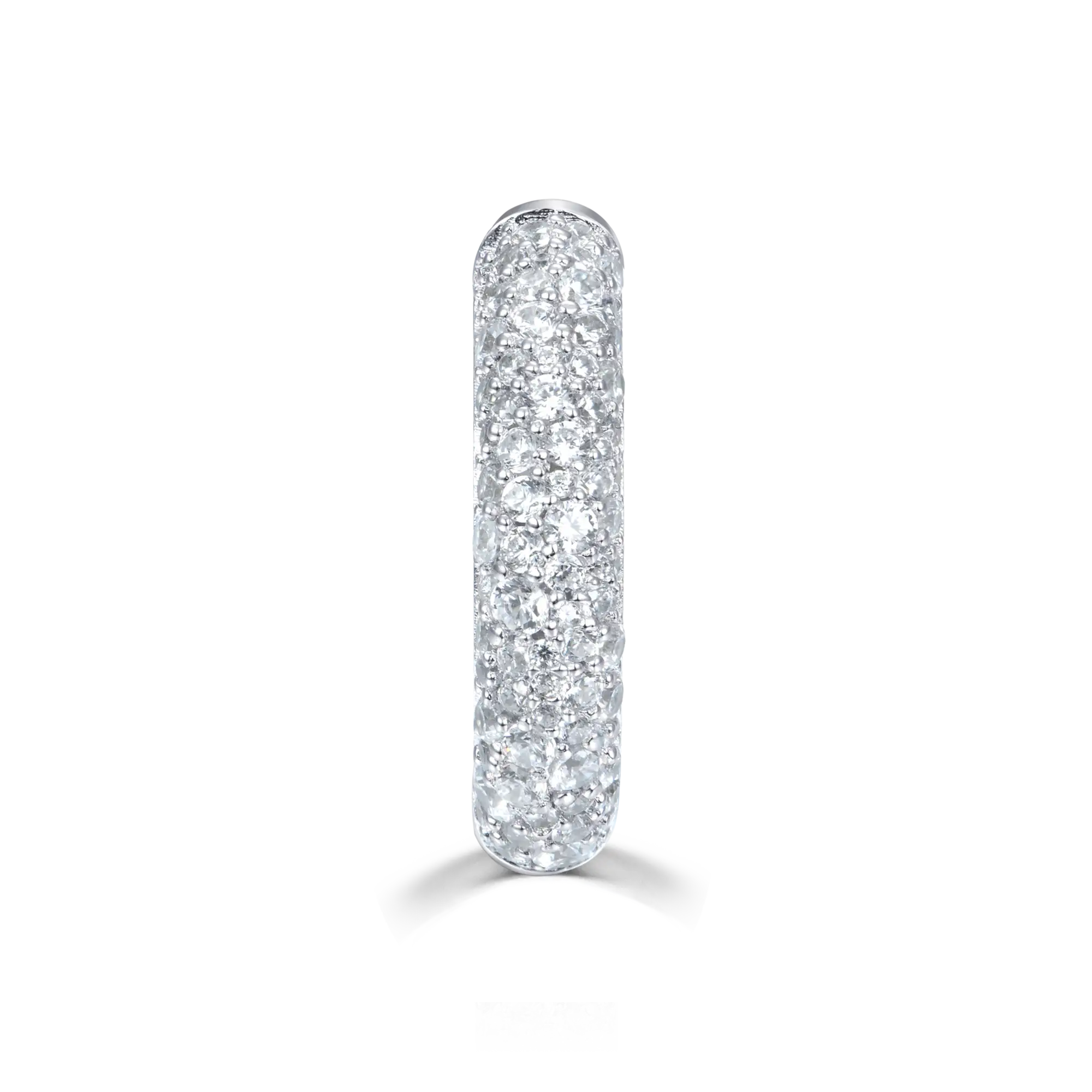 S925 Round Paved Hoop Earring - Medium