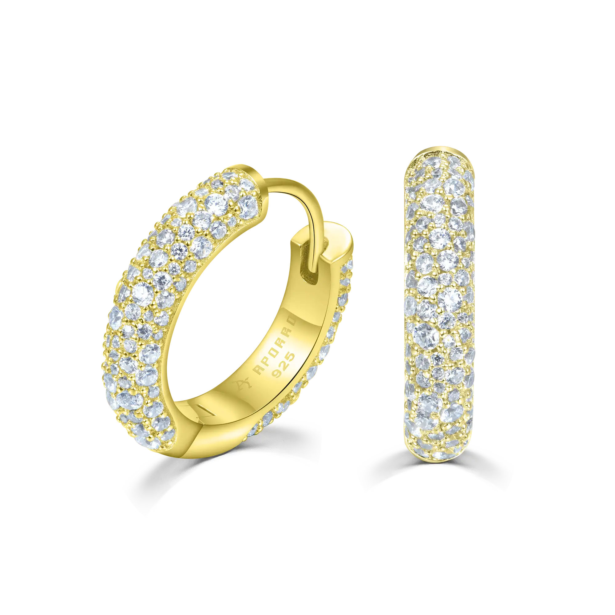 S925 Round Paved Hoop Earring - Medium