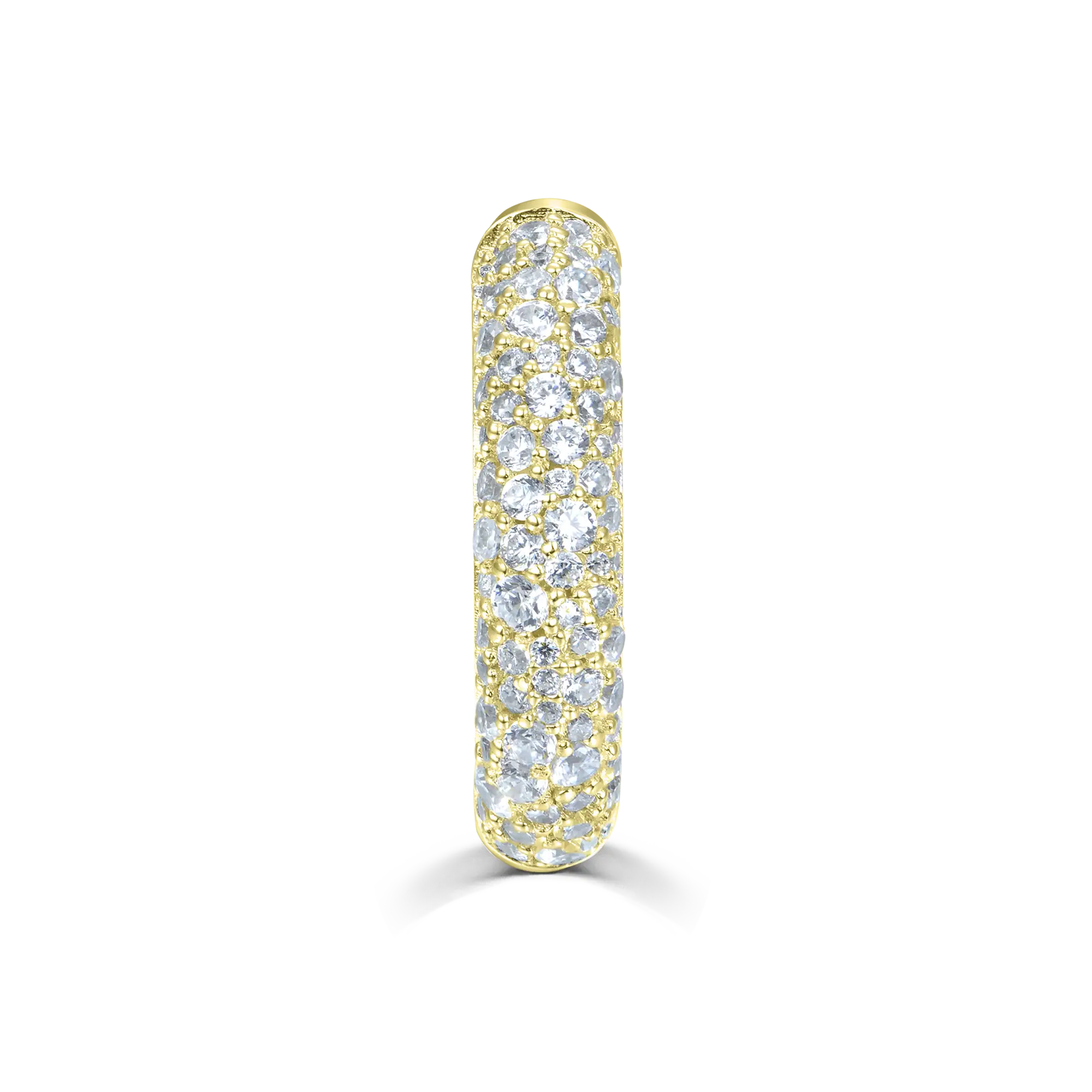 S925 Round Paved Hoop Earring - Medium