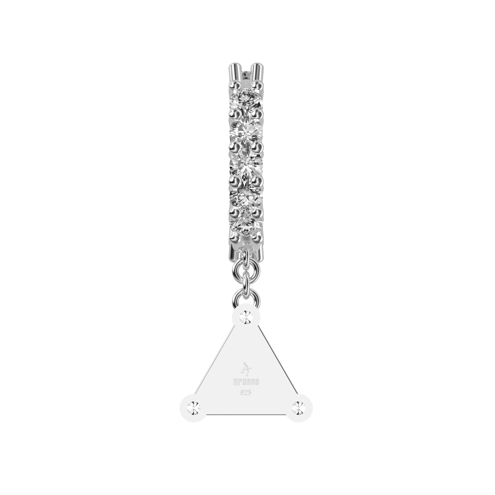 Triangle Baguette Mix Halo Dangly Earrings - Pair