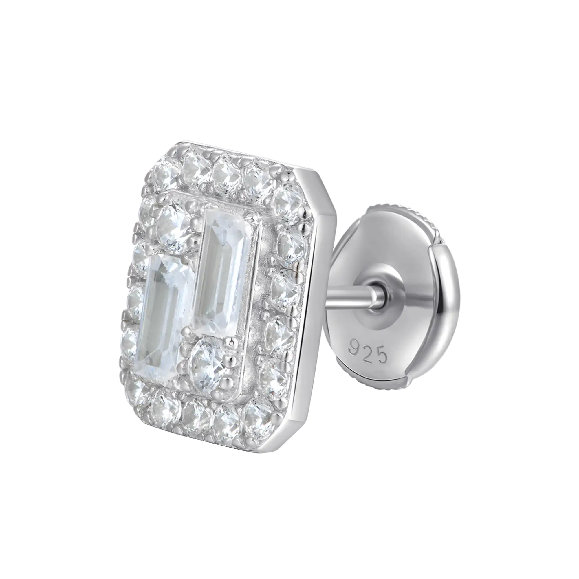 Women's Emerald Cut Mix Halo Stud Earrings - Pair