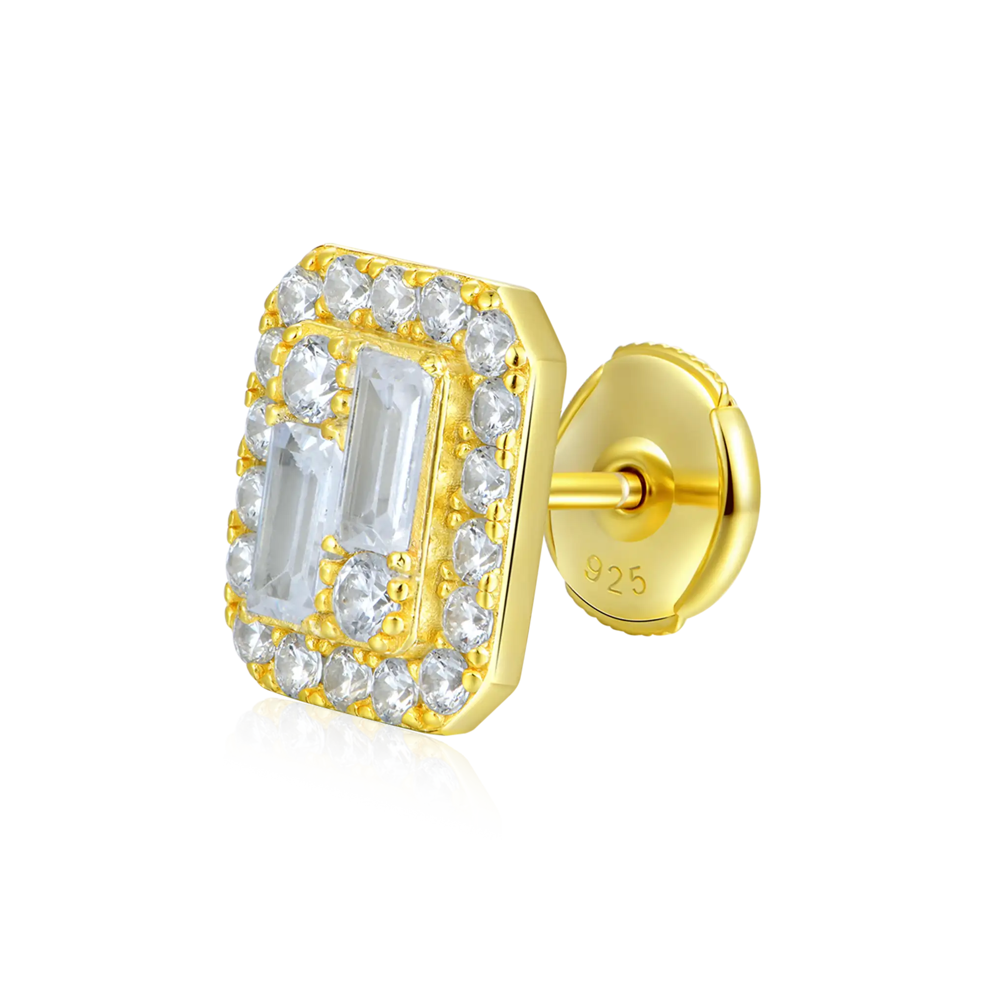 Women's Emerald Cut Mix Halo Stud Earrings - Pair