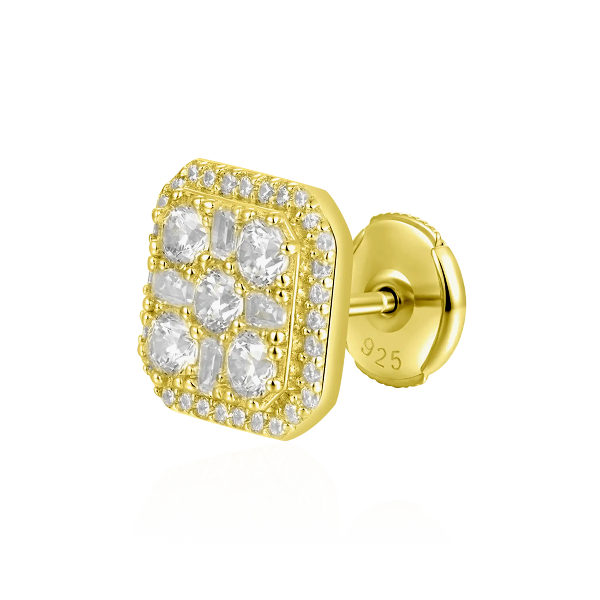 Women's Octagon Baguette Mix Halo Stud Earrings - Pair