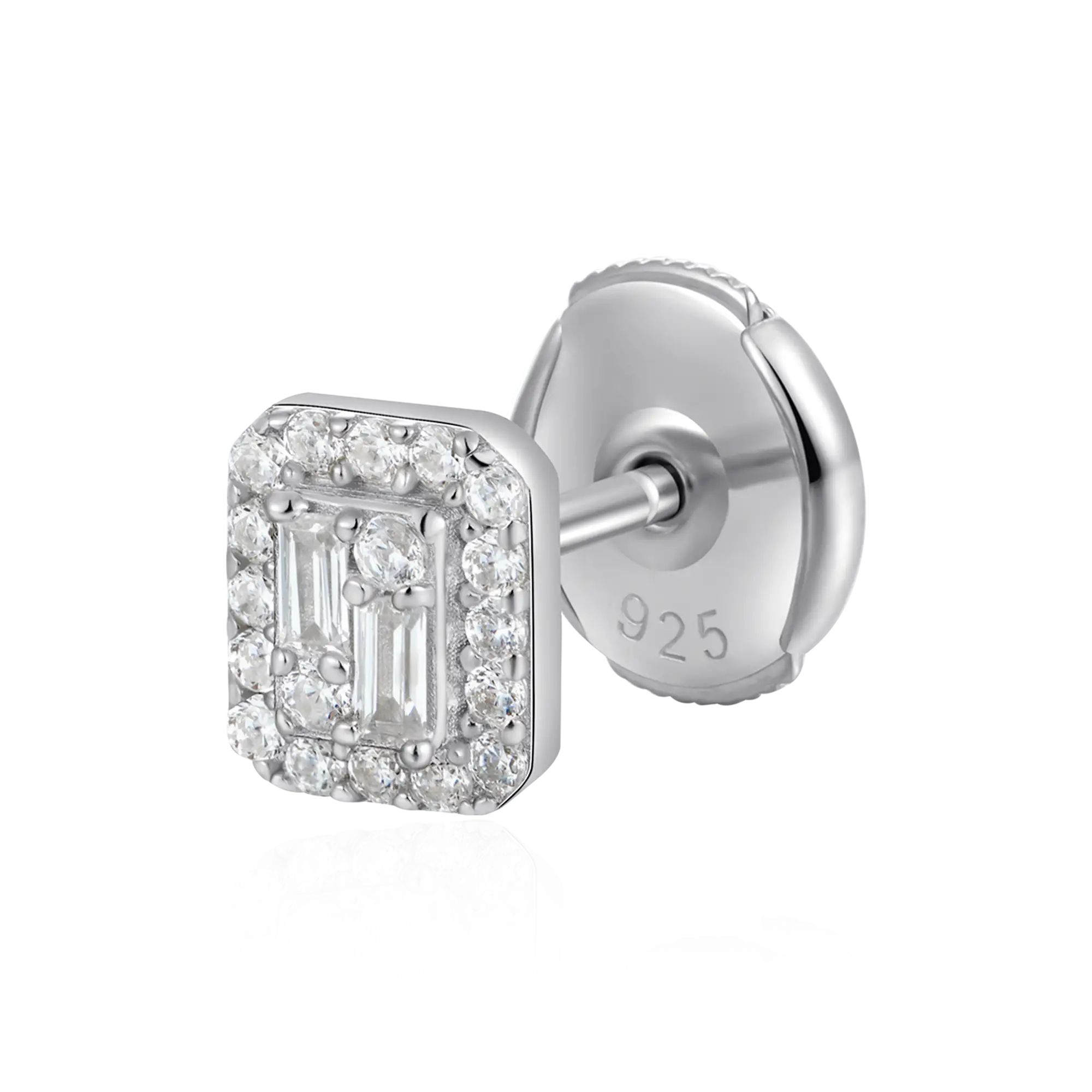 Women's Emerald Cut Mix Halo Stud Earrings - Pair