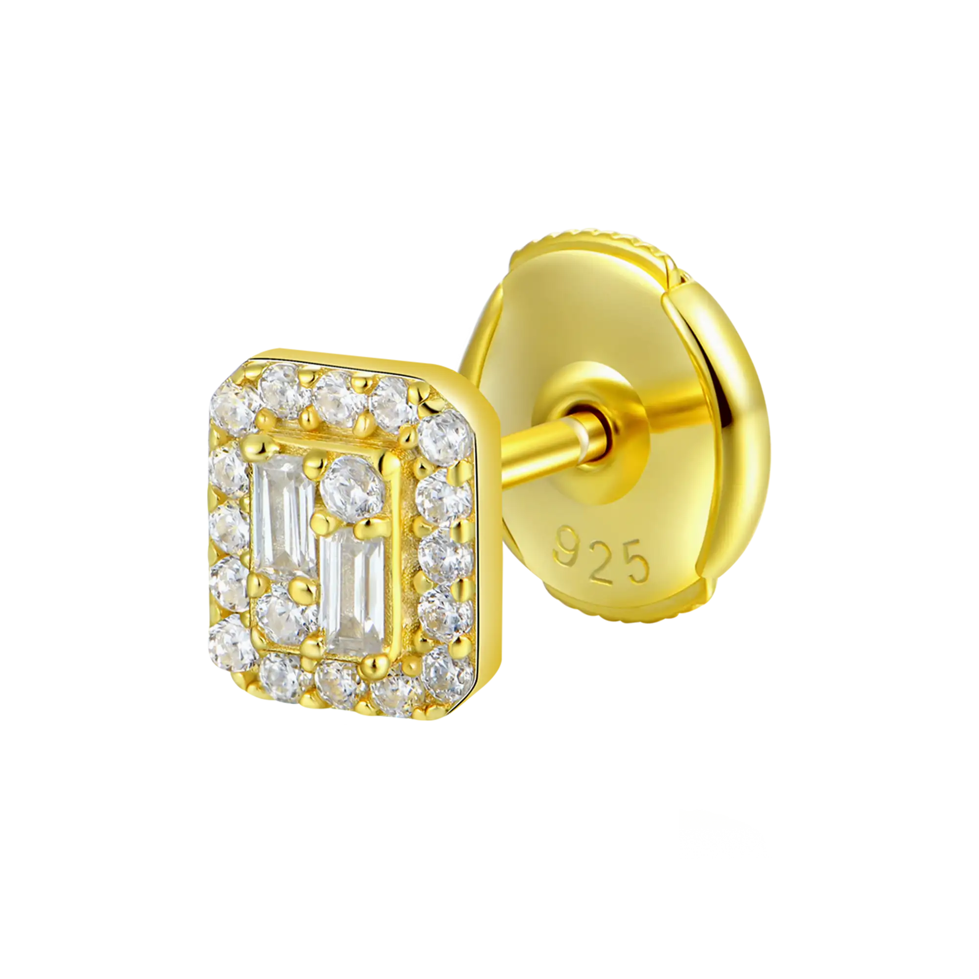 Women's Emerald Cut Mix Halo Stud Earrings - Pair