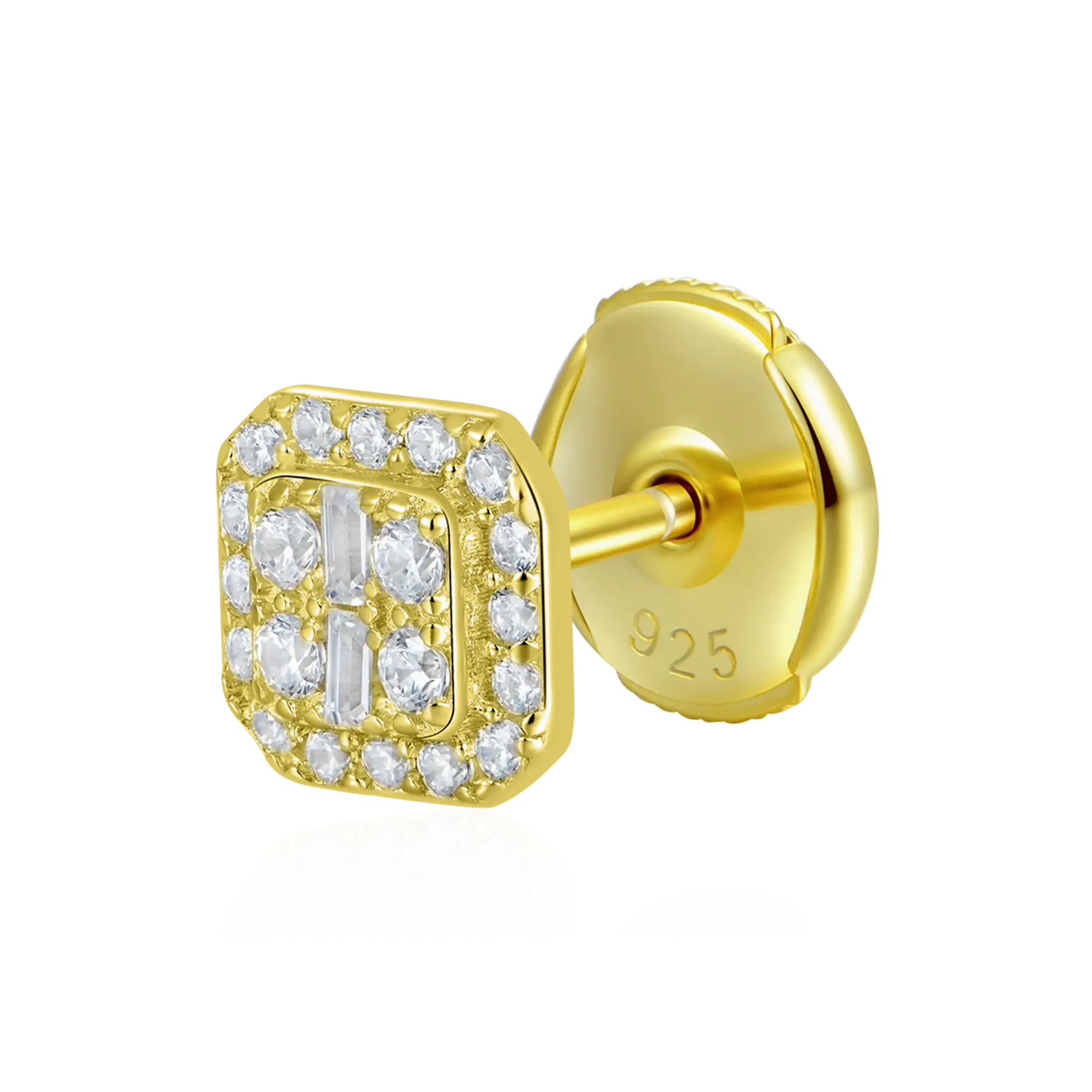 Women's Octagon Baguette Mix Halo Stud Earrings - Pair