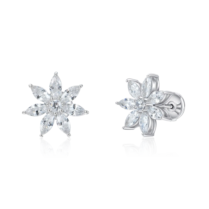Marquise Cut Flower Earrings - Pair - APORRO