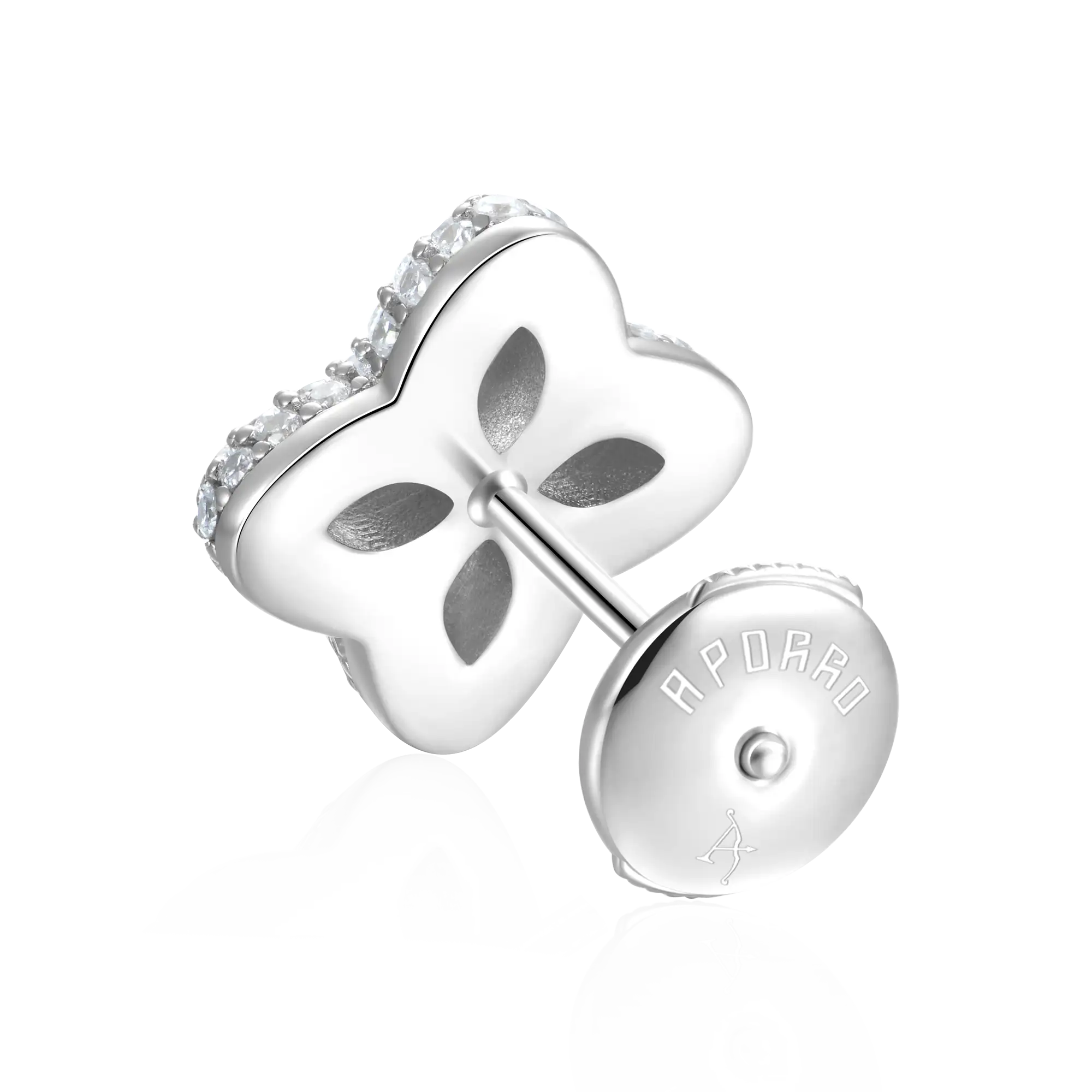 S925 Paved Hoop & Clover Stud Earring Set