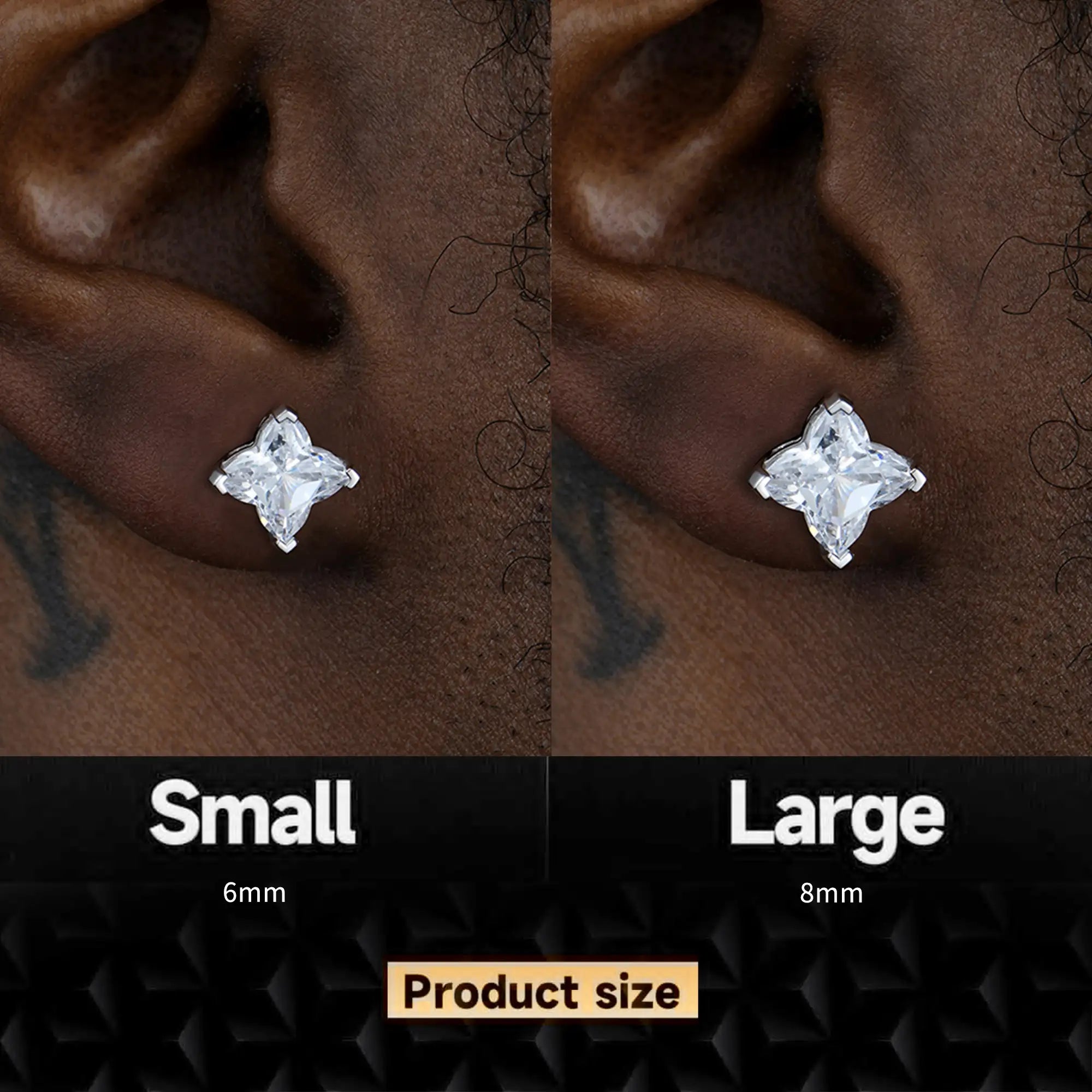 Solid Clover Cut Stud Earrings - Single