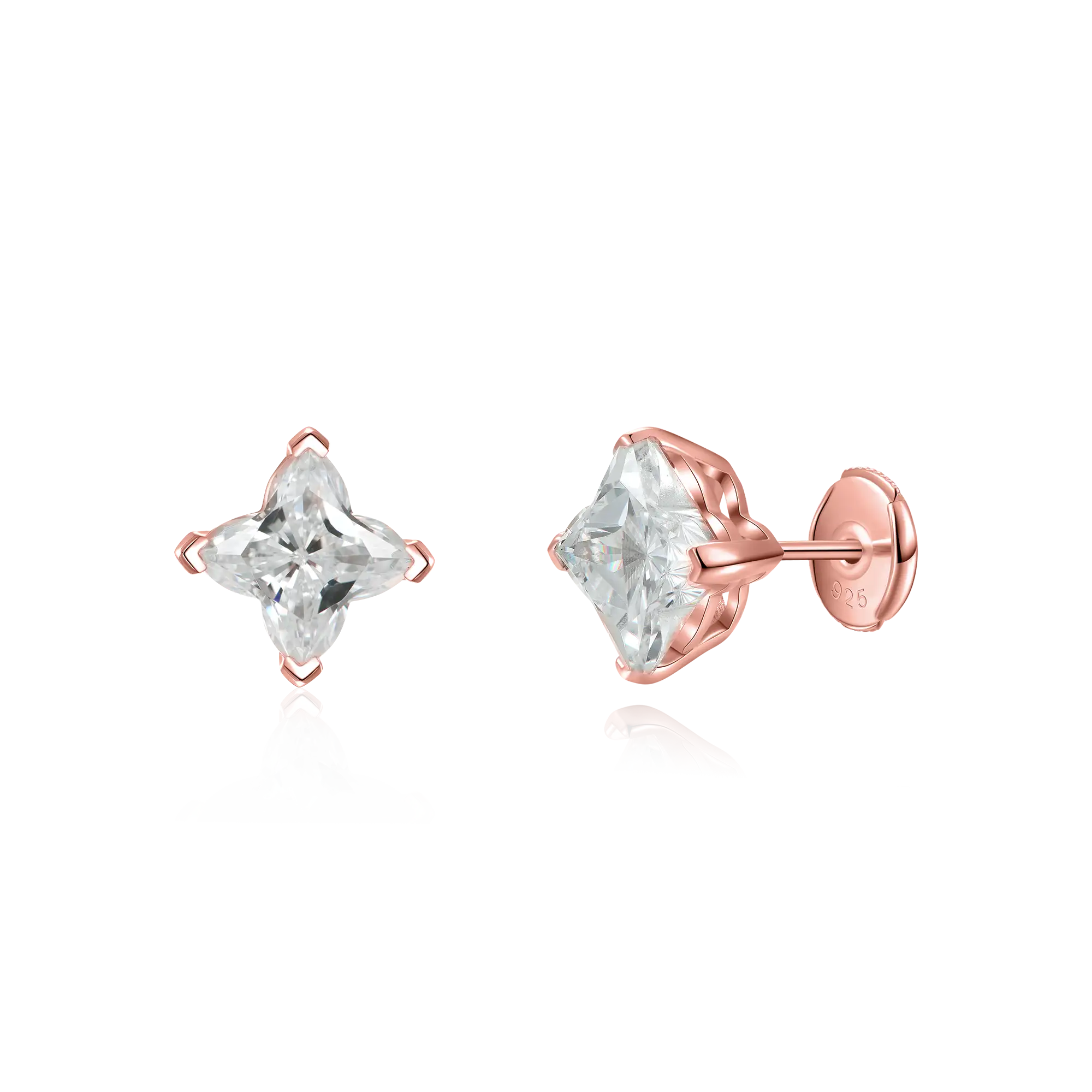 Solid Clover Cut Stud Earrings - Single