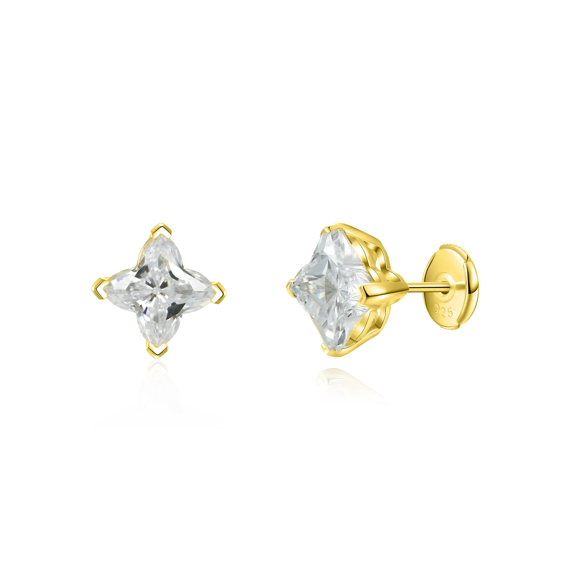 Solid Clover Cut Stud Earrings - Single