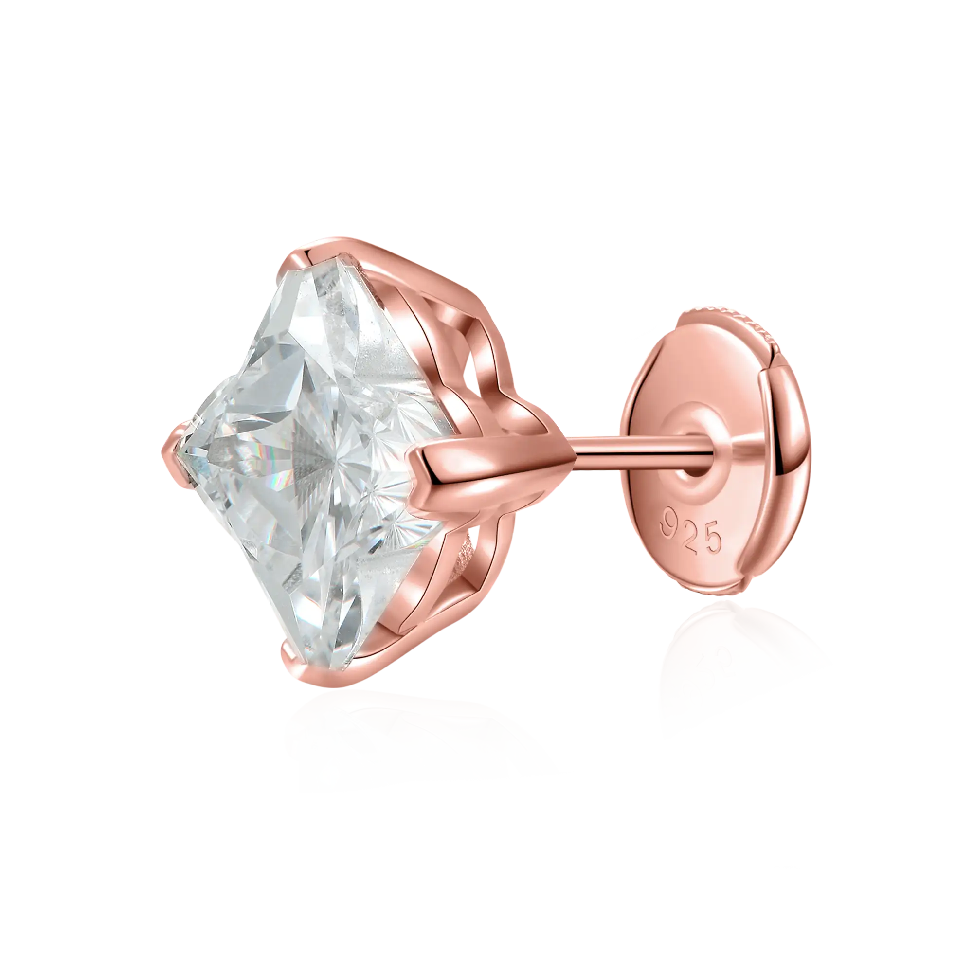 Solid Clover Cut Stud Earrings - Single