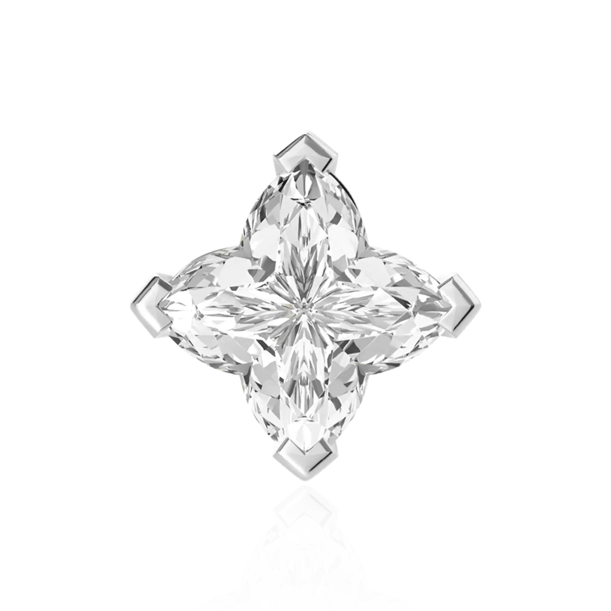 S925 Solid Clover Cut Stud Earrings - White