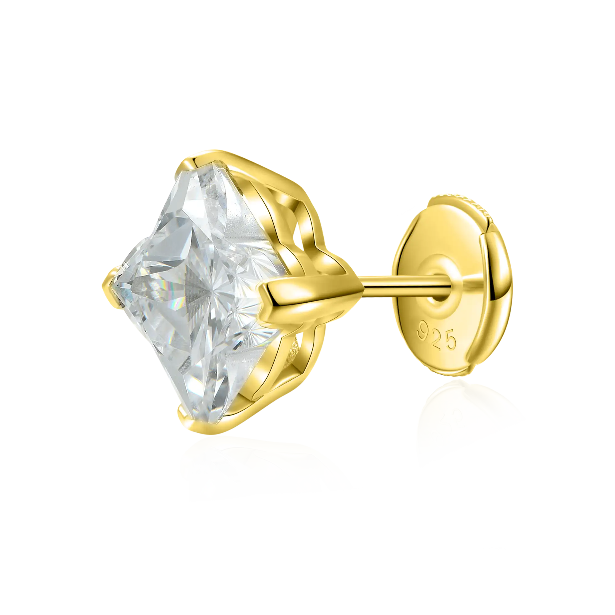 S925 Solid Clover Cut Stud Earrings - Pair