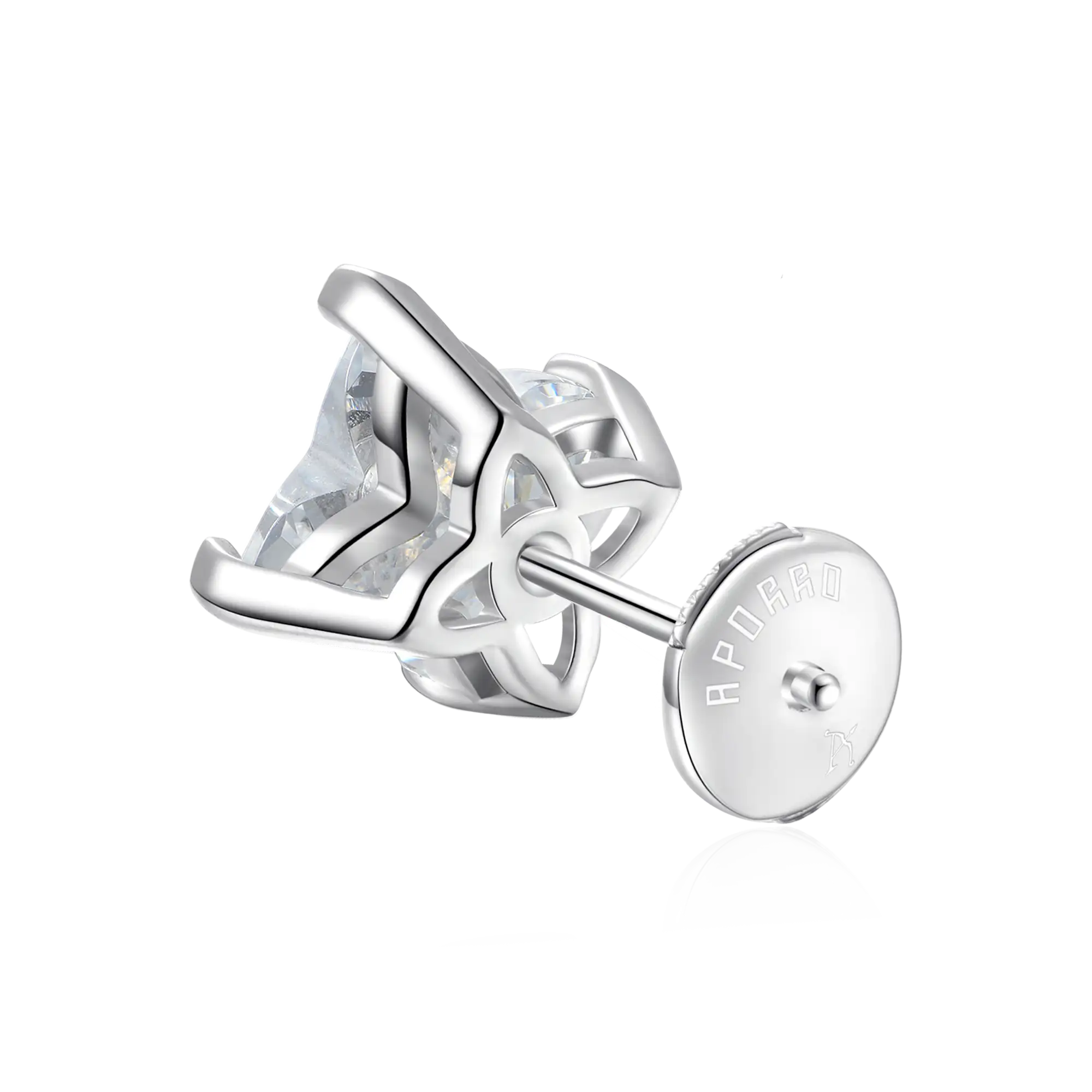 Solid Clover Cut Stud Earrings - White