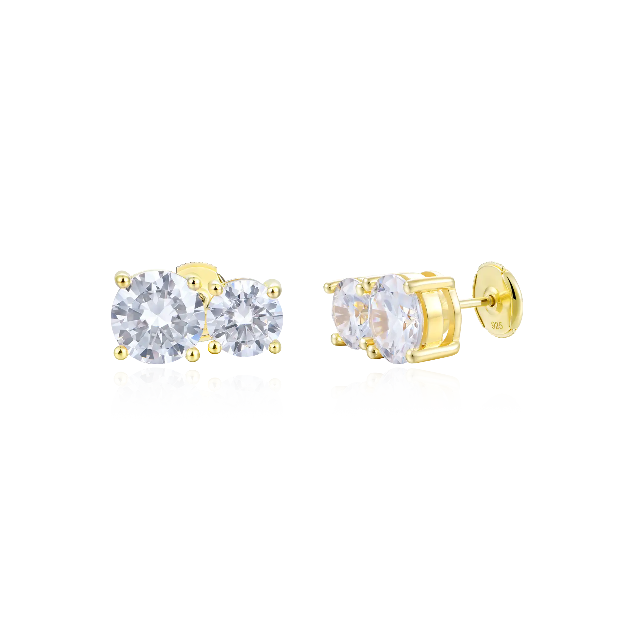 Moissanite S925 Toi et Moi Stud Earrings – Twin Rounds