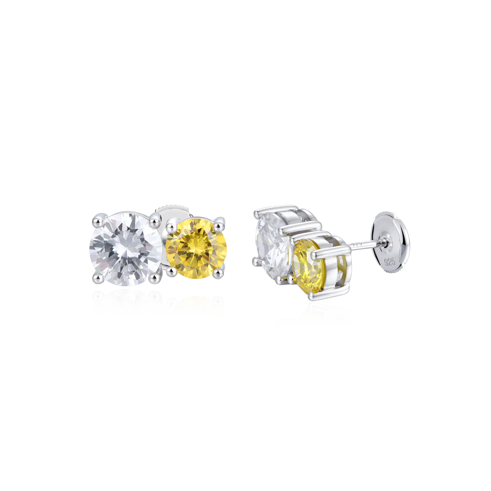 Moissanite S925 Toi et Moi Stud Earrings – Twin Rounds