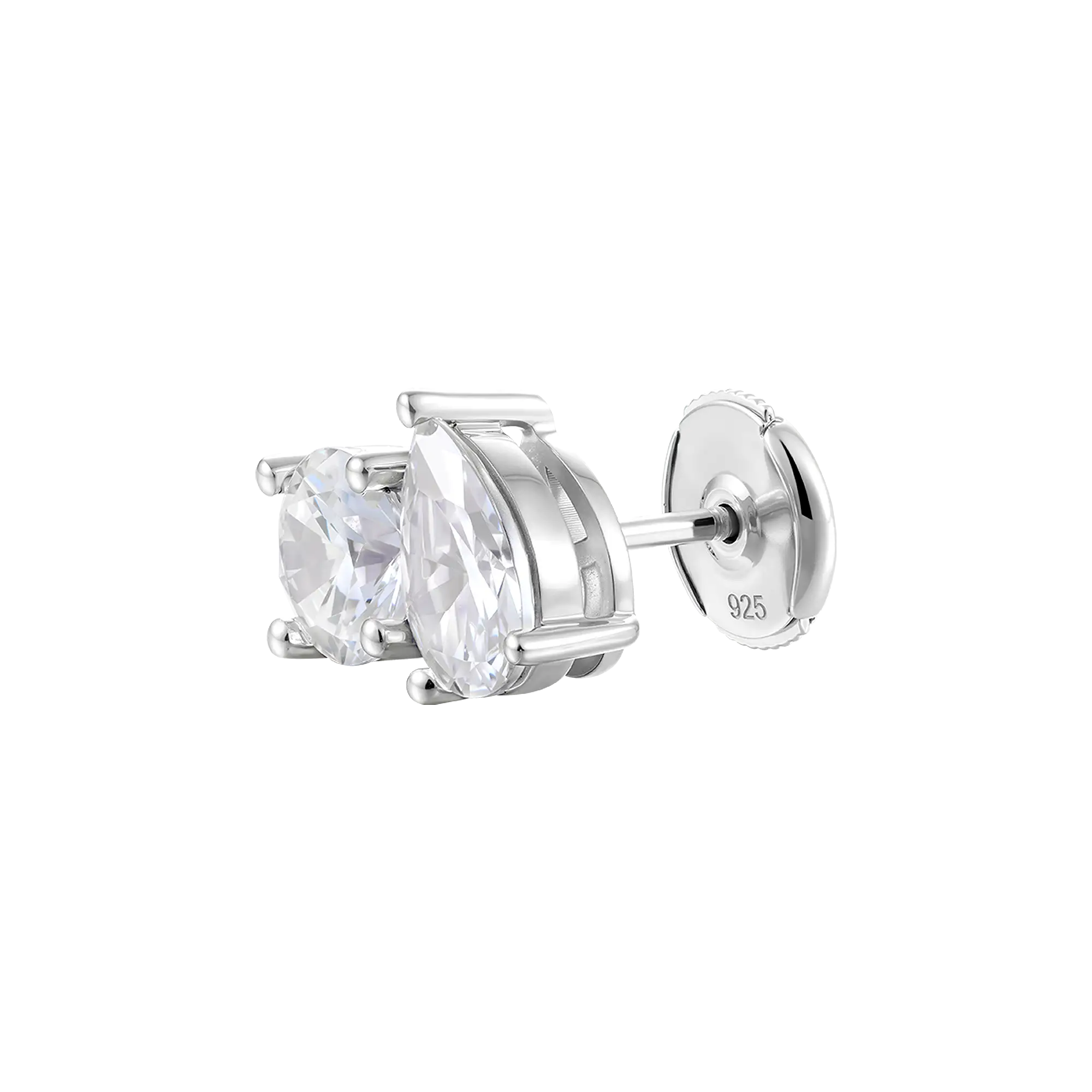 Moissanite S925 Toi et Moi Stud Earrings – Round & Pear