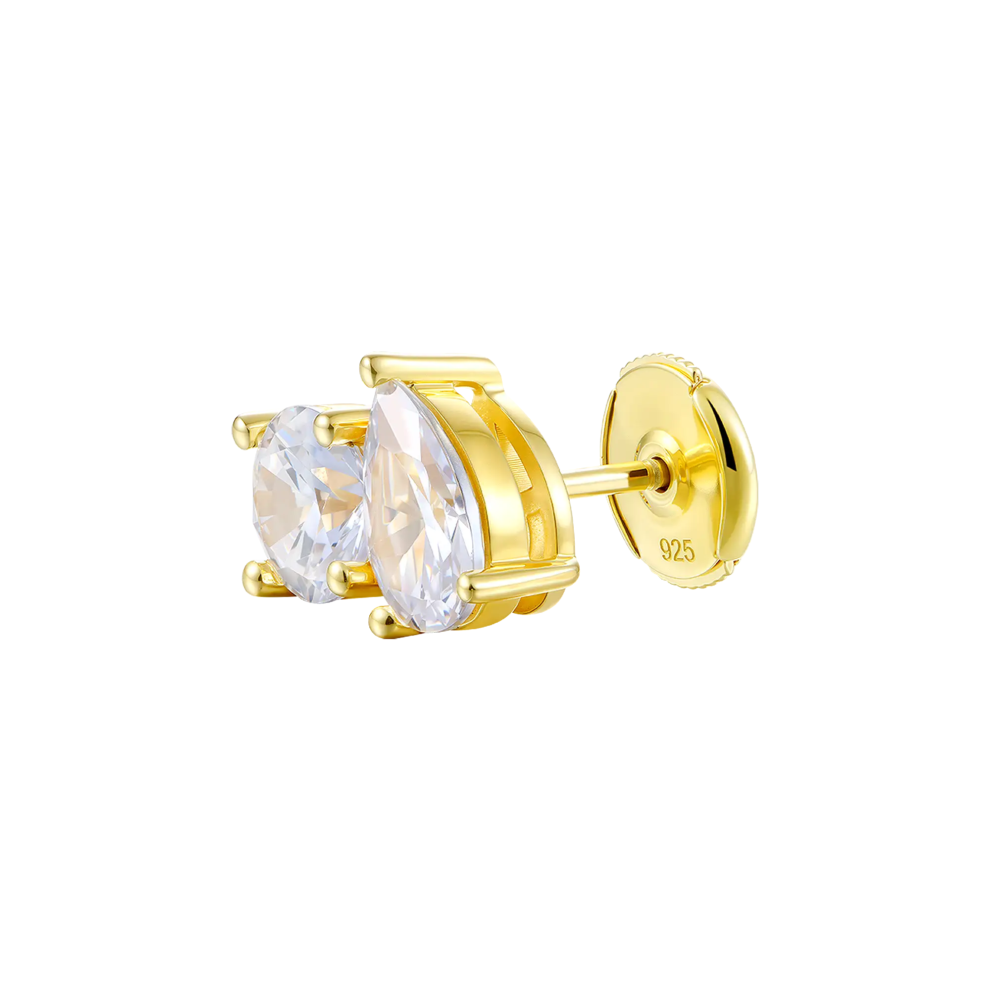 Moissanite S925 Toi et Moi Stud Earrings – Round & Pear